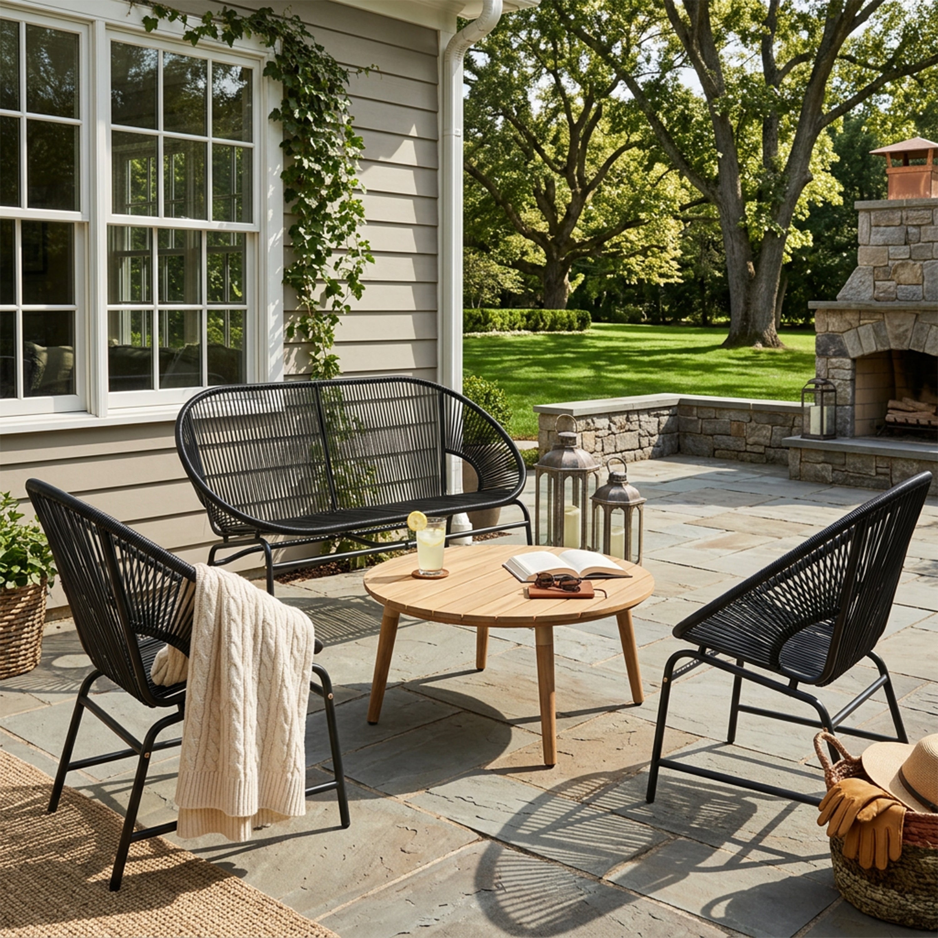 Nusa Outdoor Patio 4-PCS Wicker Chat Set