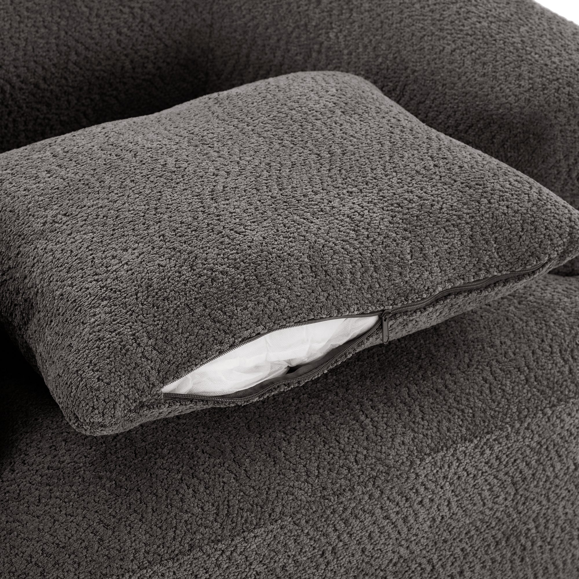 360° Swivel Barrel Chenille Upholstered Accent Chair with Throw Pillow