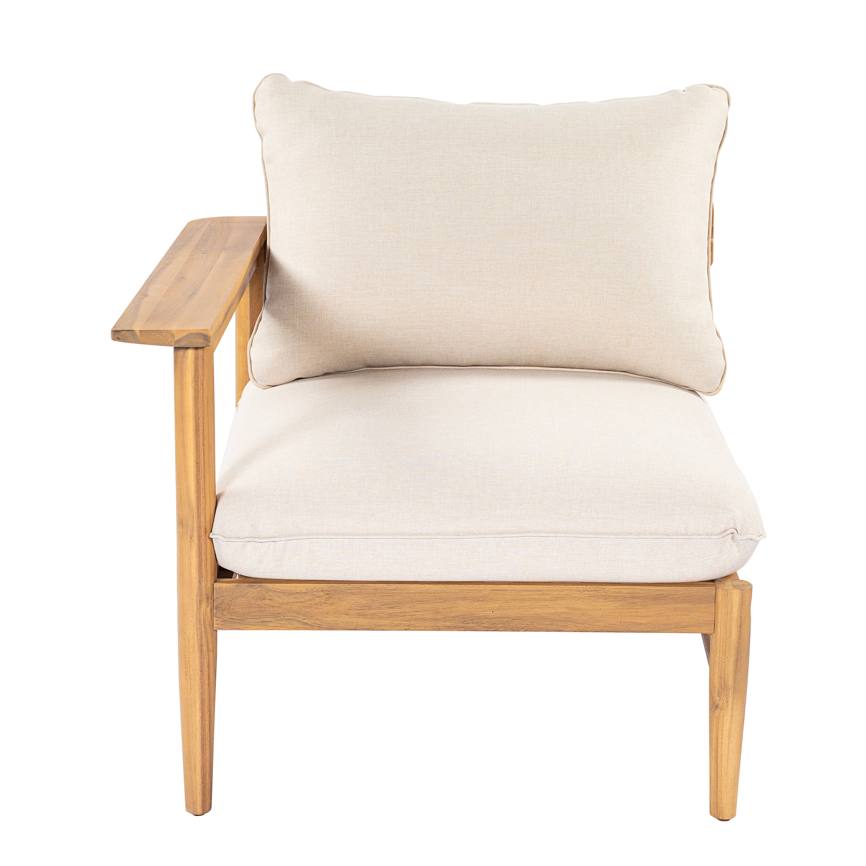 Terassi Outdoor Acacia Wood 4 Seater Sofa, Light Teak Finish with Beige Cushion