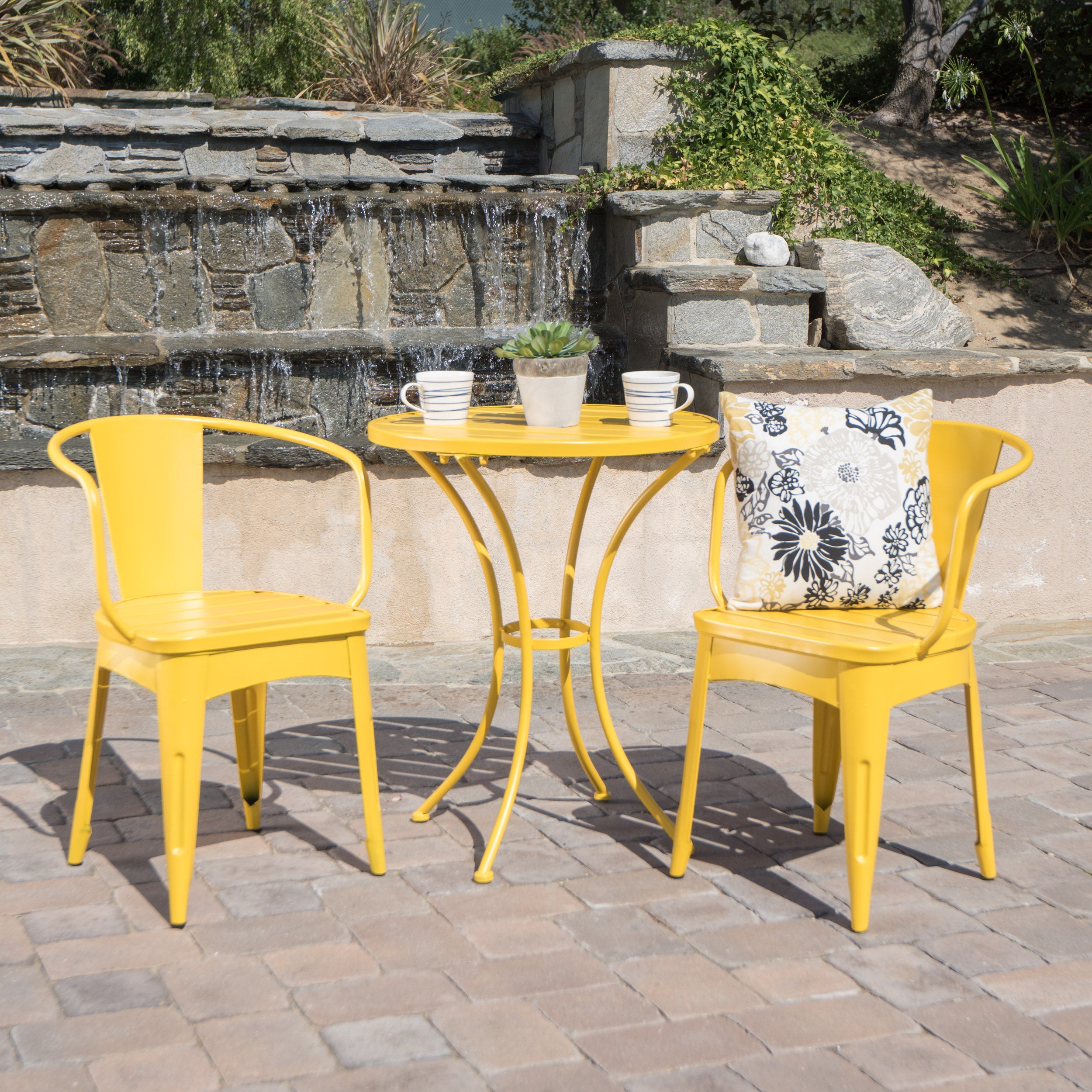 Colman 3-Piece Iron Bistro Set with Table and 2 Chairs