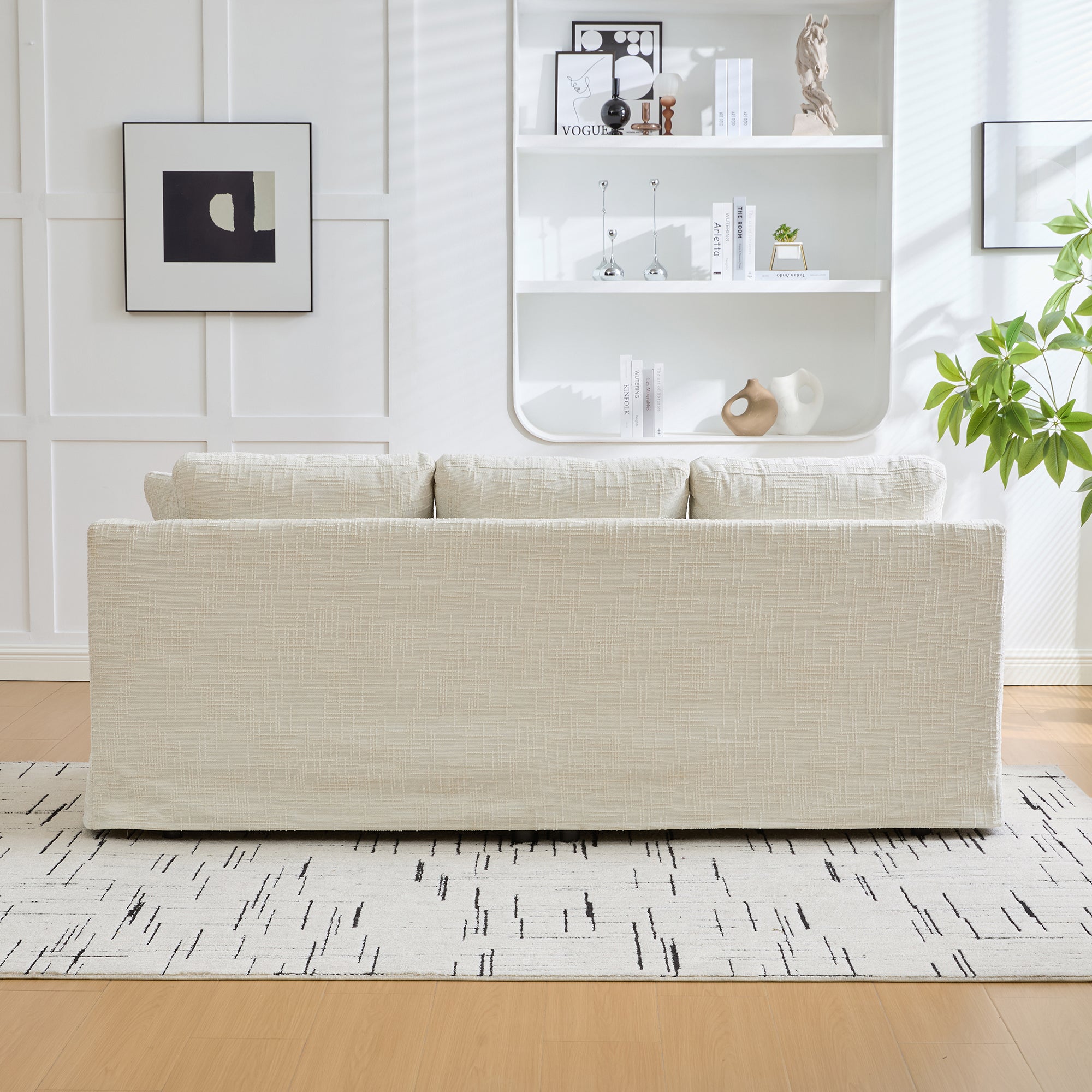 Three-Seater Modern Casual Chenille Sofa with Deep Seat