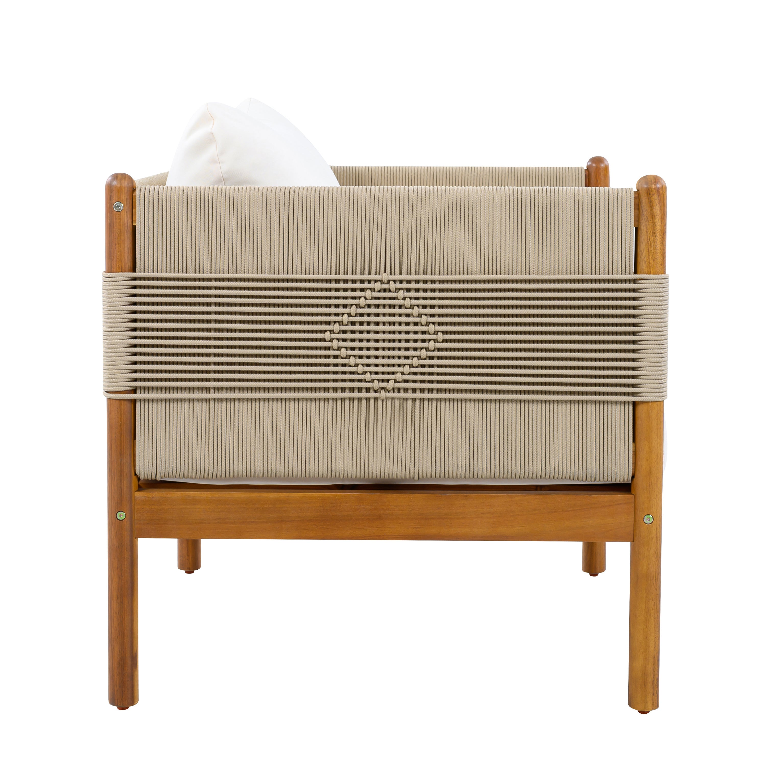 Seabrook Acacia Wood Outdoor Loveseat with Diamond Rope Weave & Cushions