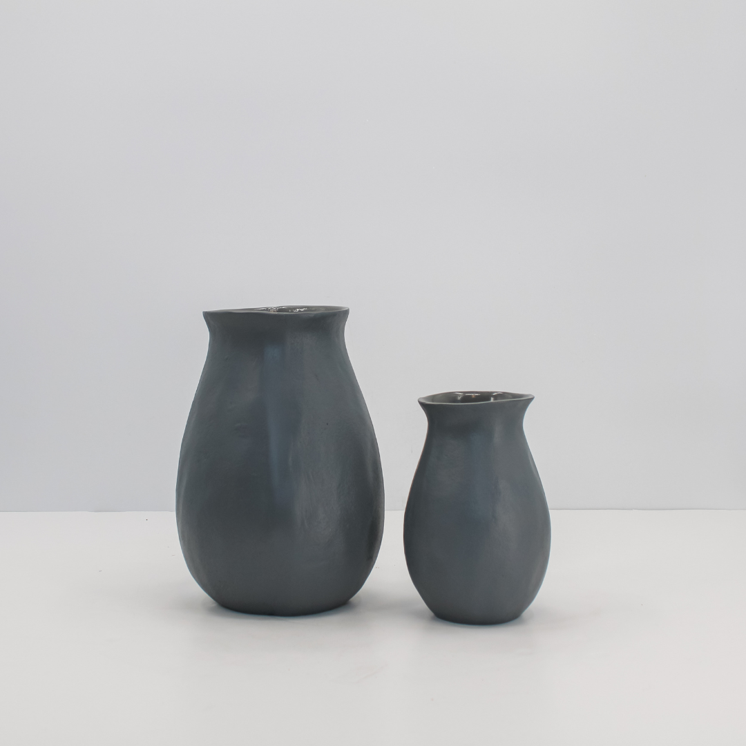Aluminum Vase in Grey, 10.5 in