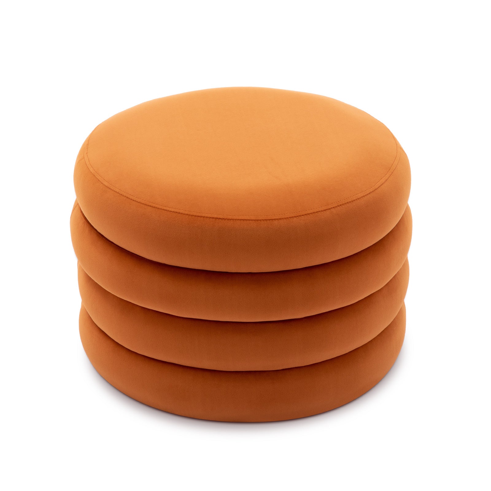 Boucle Storage Round Ottoman Footstool With Wooden Shelving