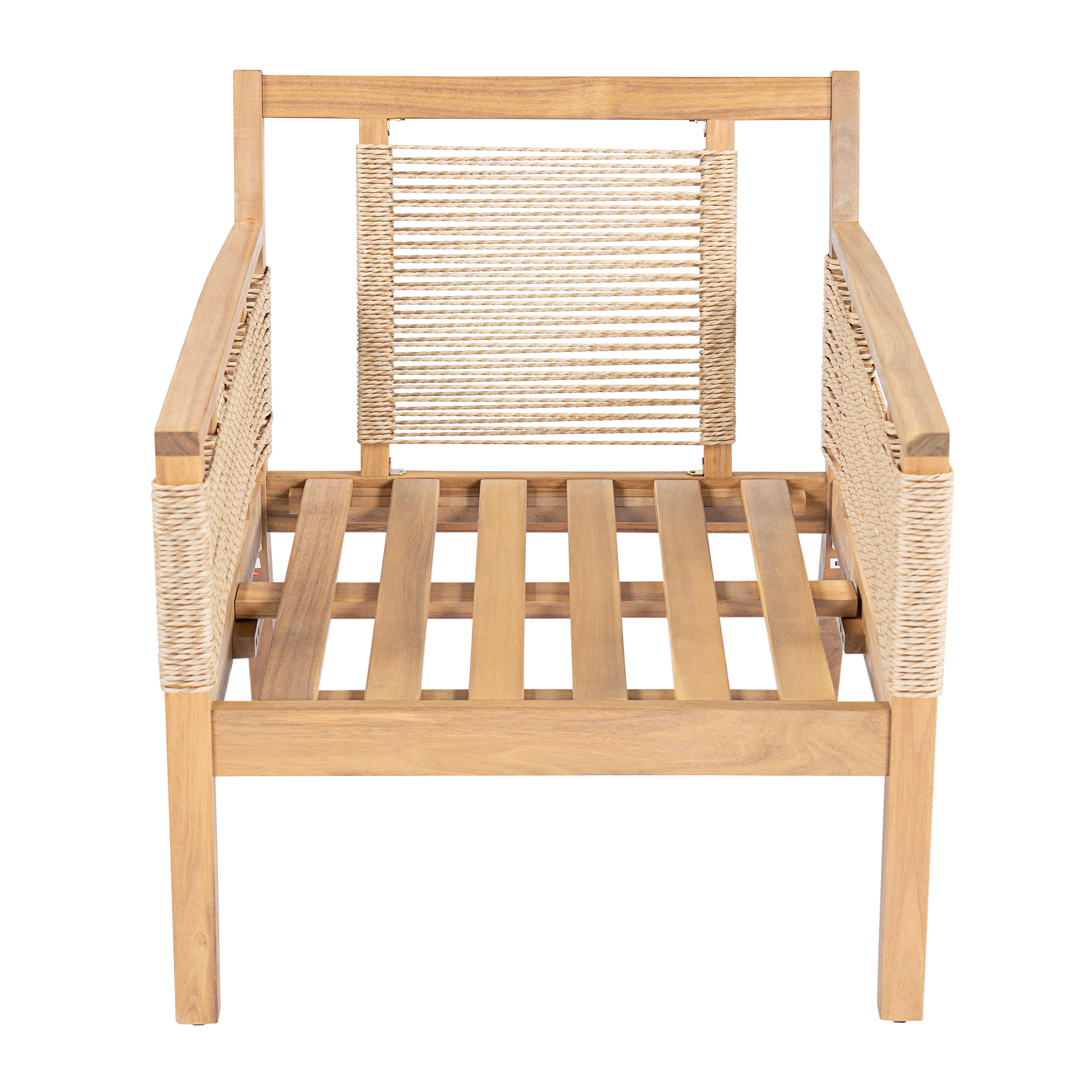 Kirana Outdoor Acacia Wood Club Chairs with Hand-Woven Twist Rope, Set of 2