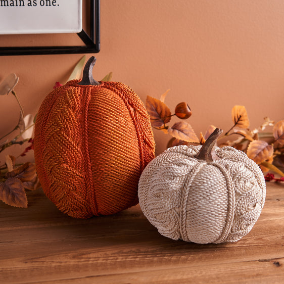 Woven Sweater Design Pumpkin (Set of 2)