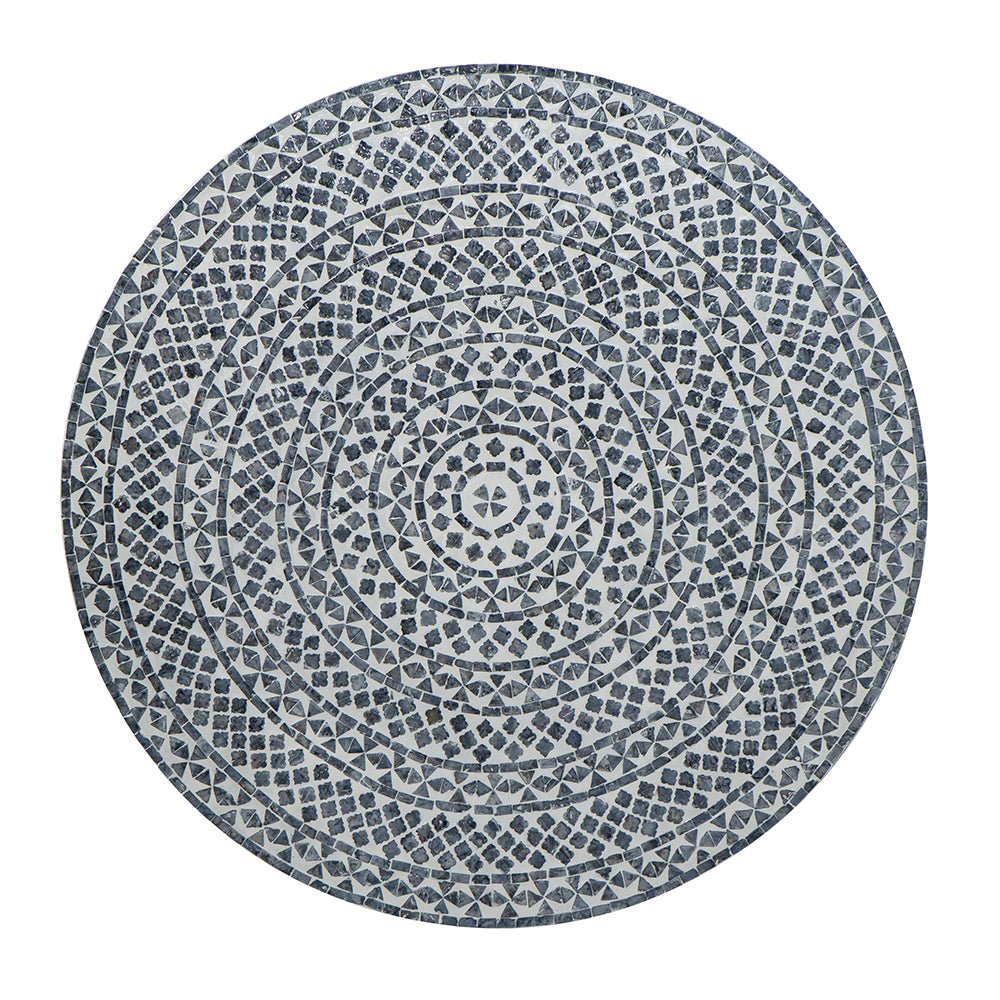 Alacrits Round Coffee Table with Capiz Design and Pedestal Base - Coffee Tables
