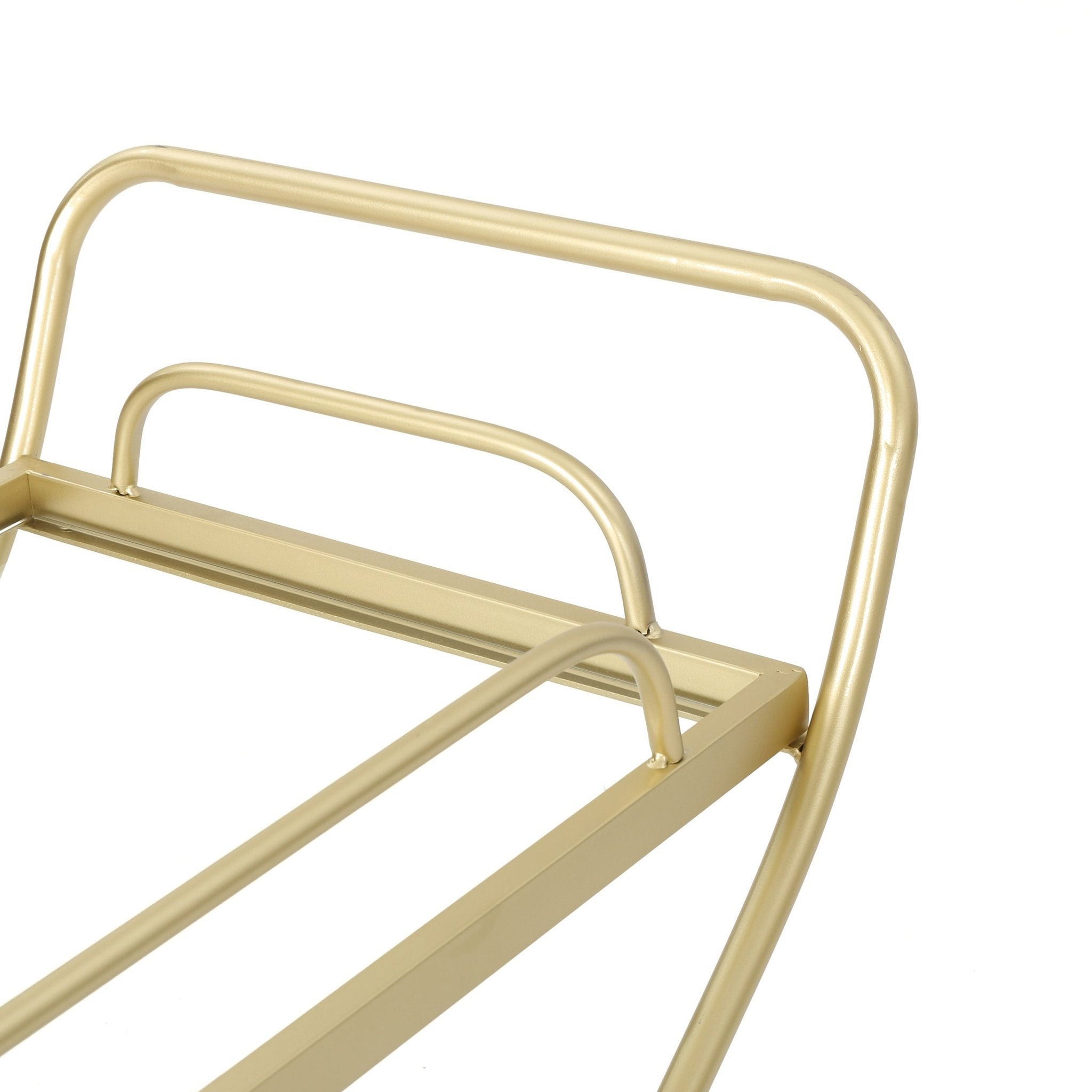 Allegro Outdoor Bar Cart with 2 Tempered Glass Shelves and Metal Frame - Bar Carts