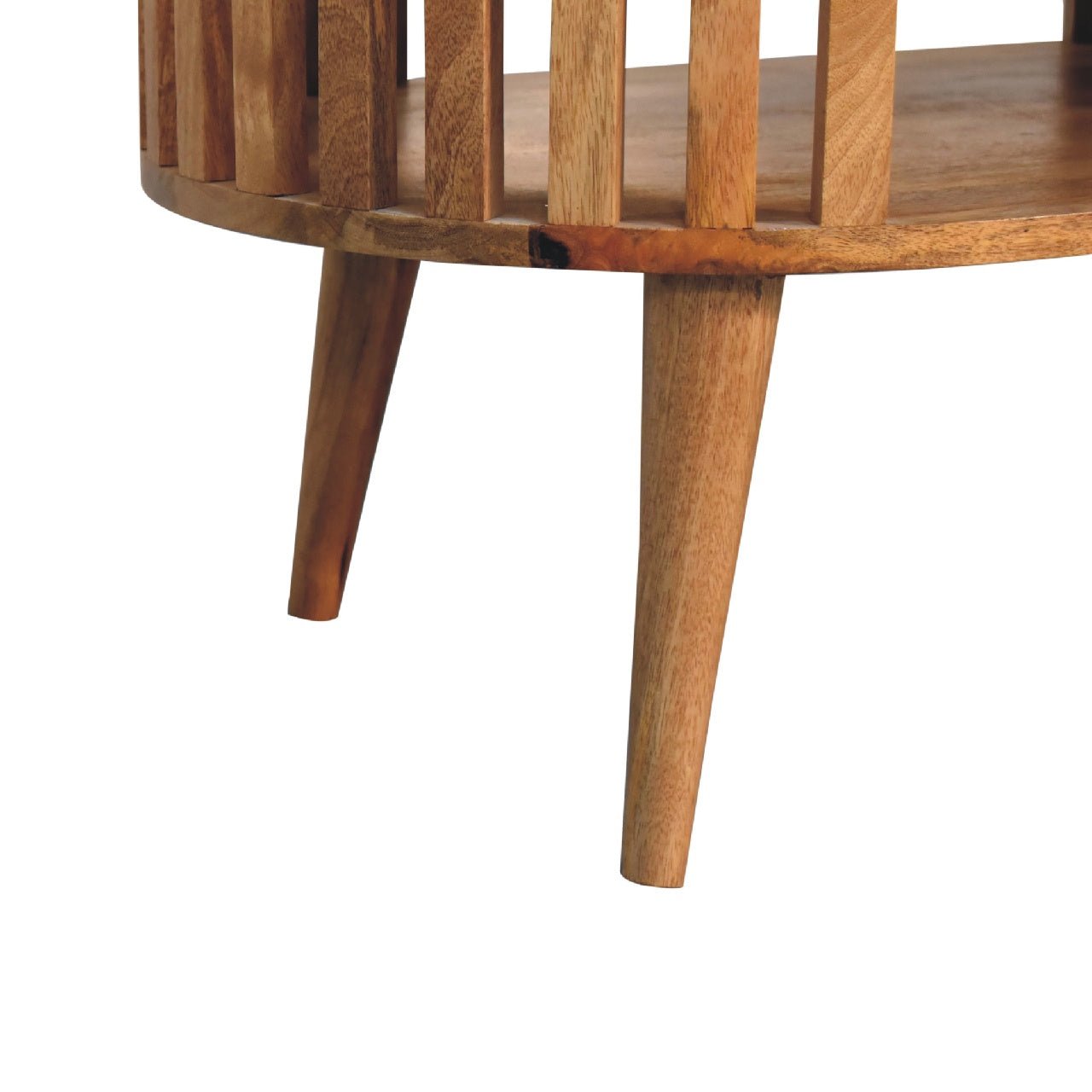 Alliance Oval Coffee Table with Open Shelf and Vertical Slats Side - Coffee Tables
