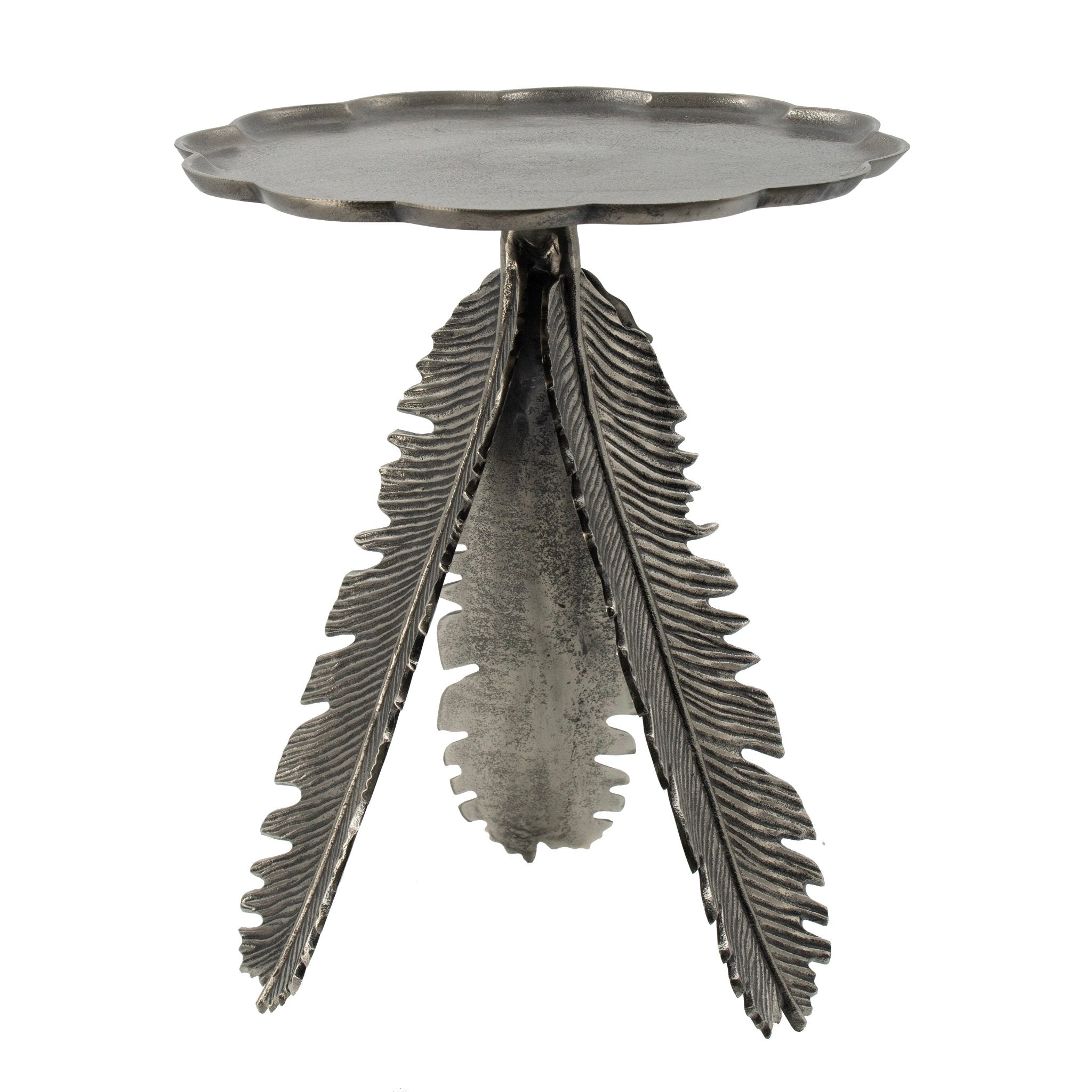 Aluminum Side Table with Leaf Design - Side Tables