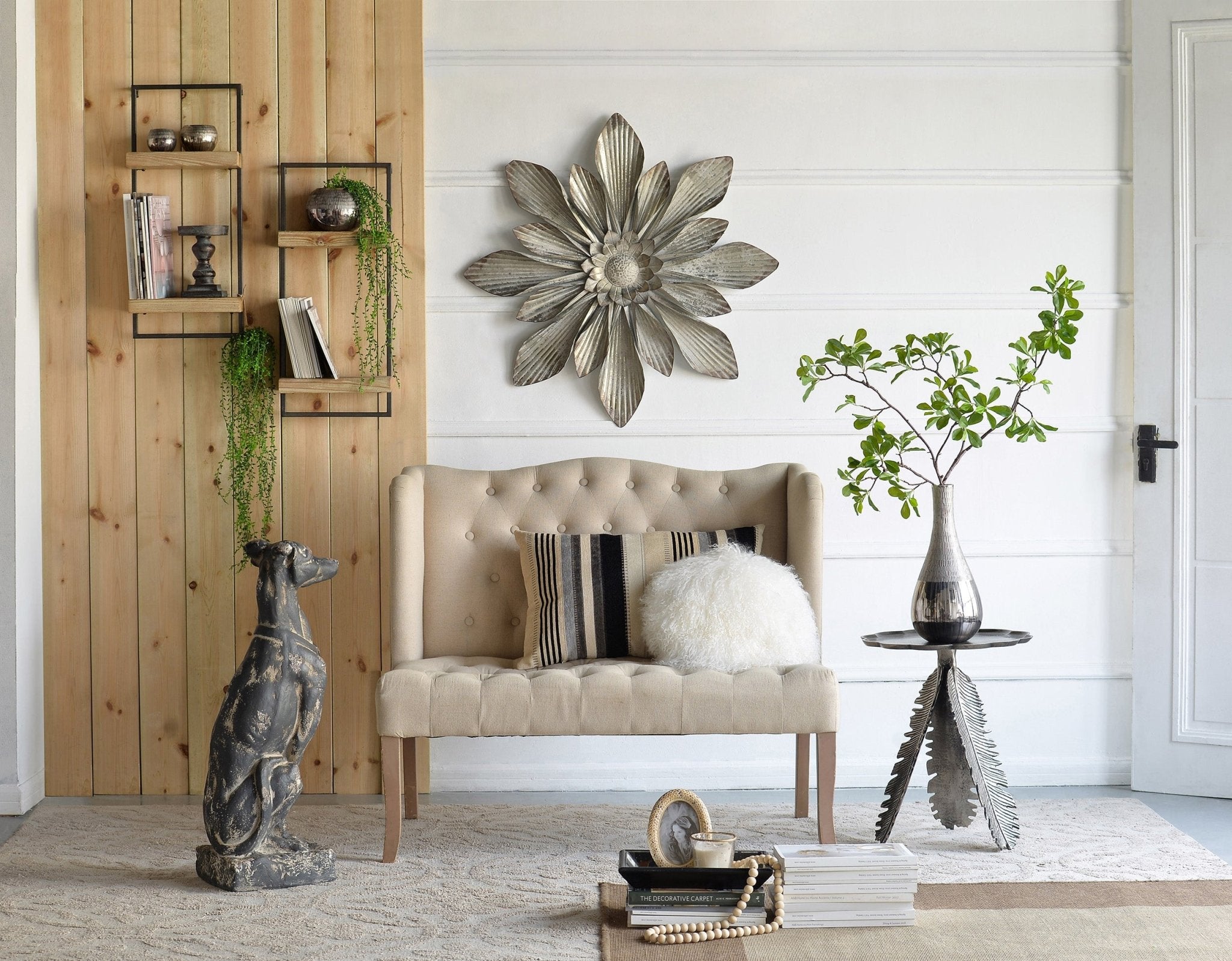 Aluminum Side Table with Leaf Design - Side Tables