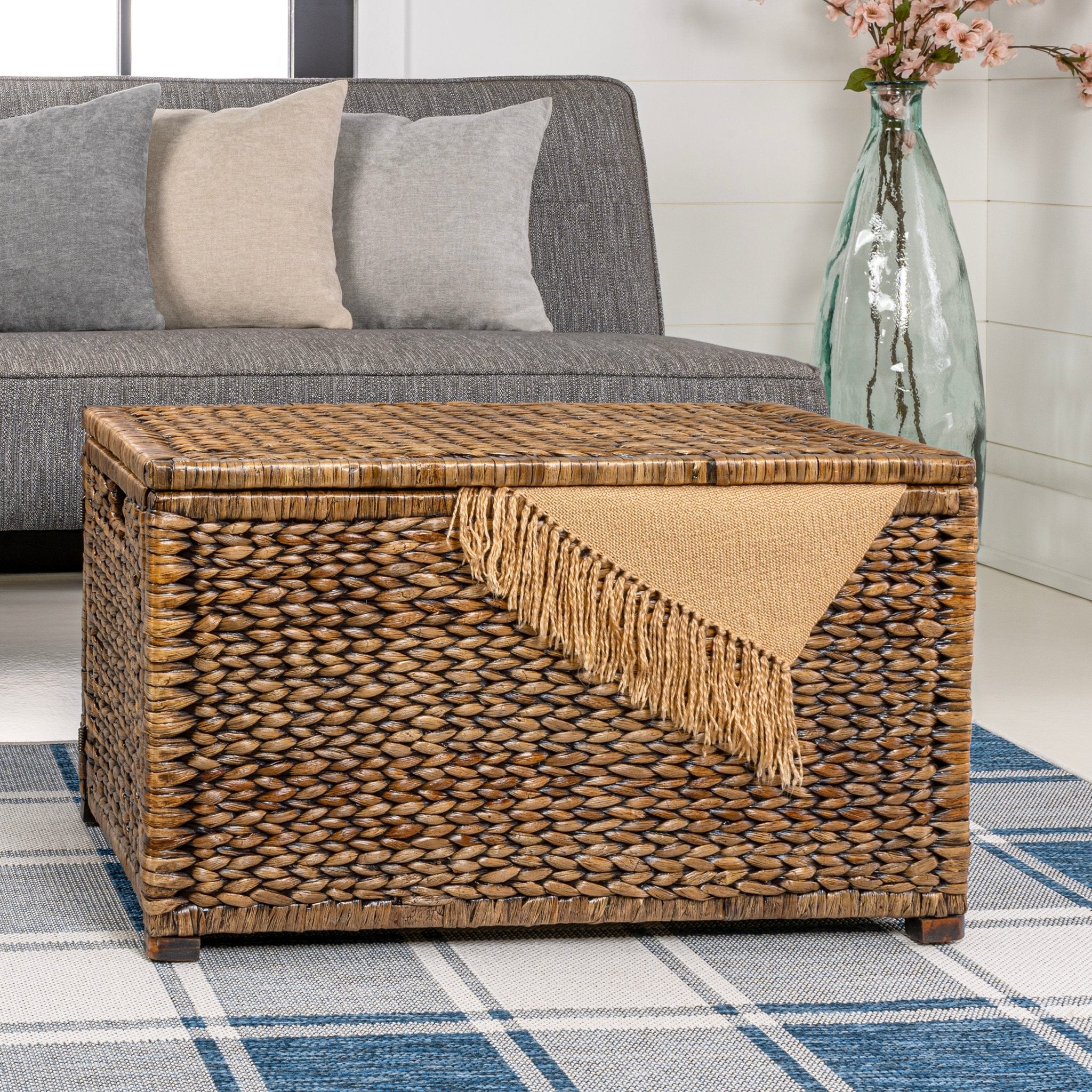Anada 30" Handwoven Wicker Weave Storage Trunk - Trunks