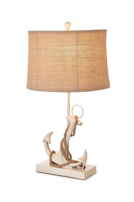 Anchor 28" Distressed White Polyresin Coastal Table Lamp, (Set of 2) - Table Lamps