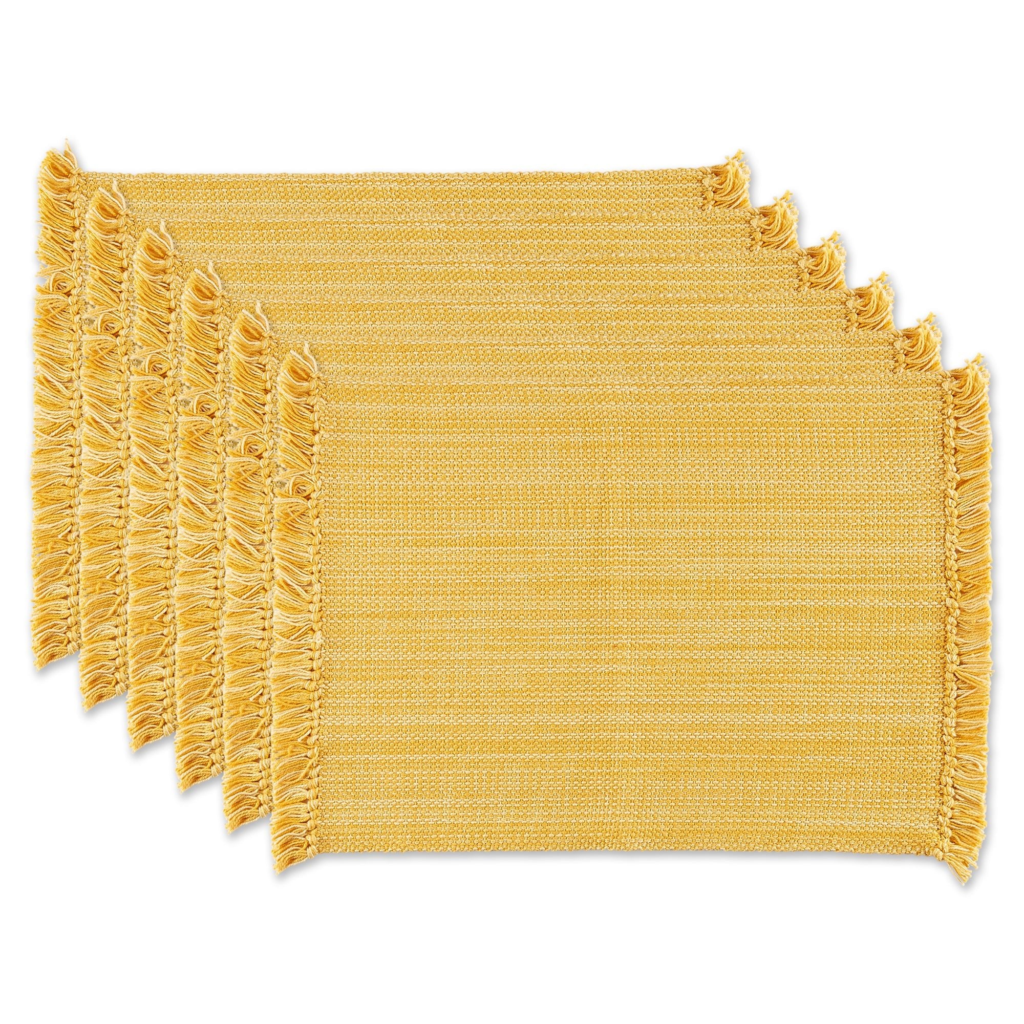 Apricot Variegated Fringe Placemats, Set Of 6 - Placemats