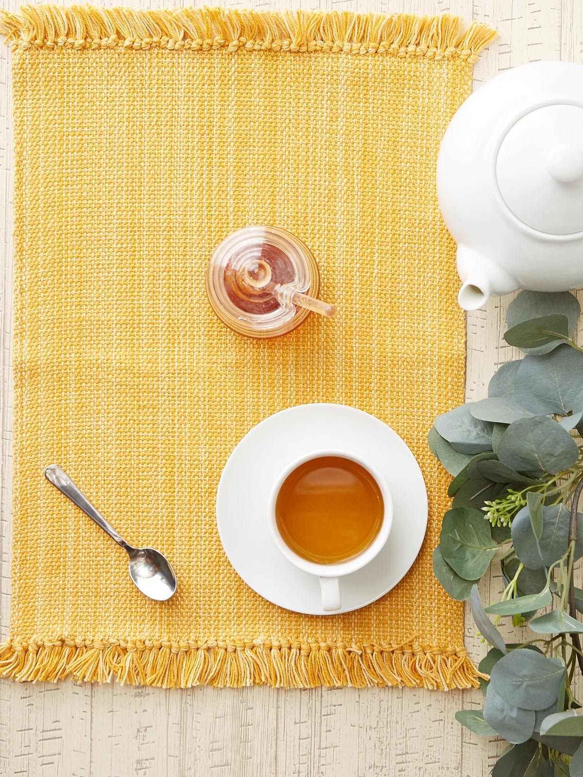 Apricot Variegated Fringe Placemats, Set Of 6 - Placemats