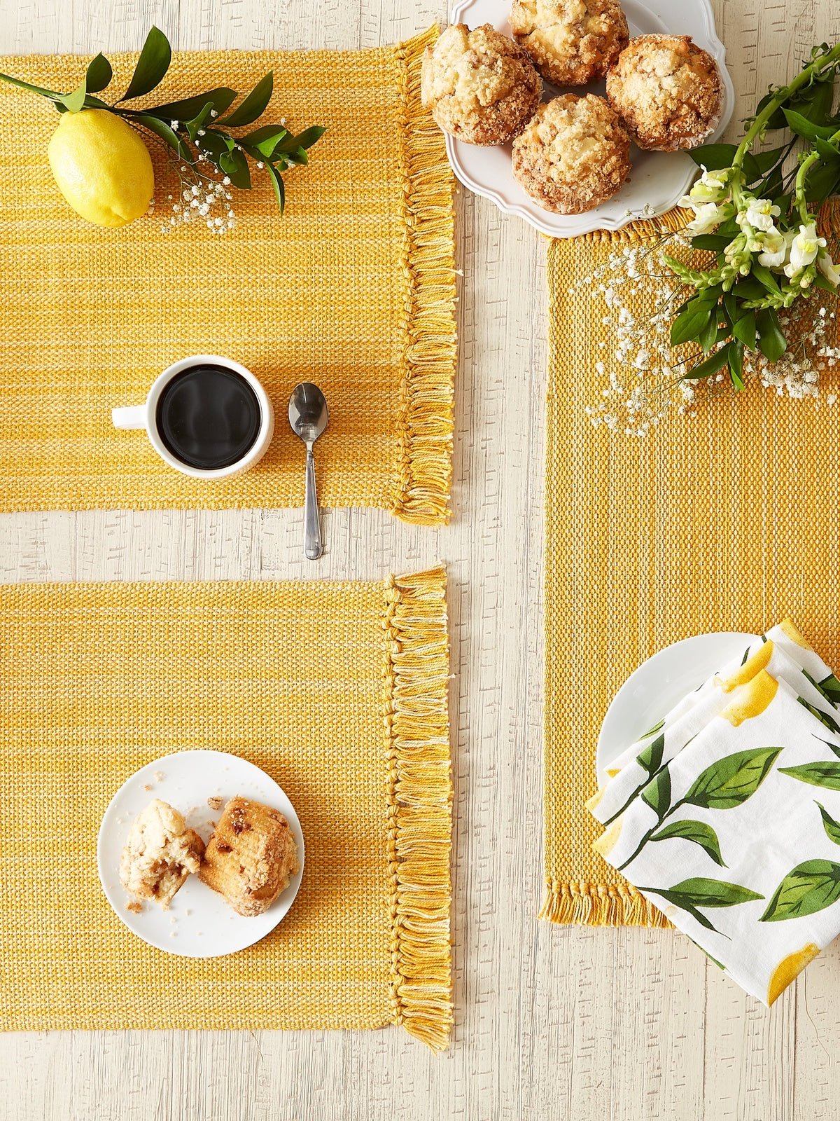 Apricot Variegated Fringe Placemats, Set Of 6 - Placemats