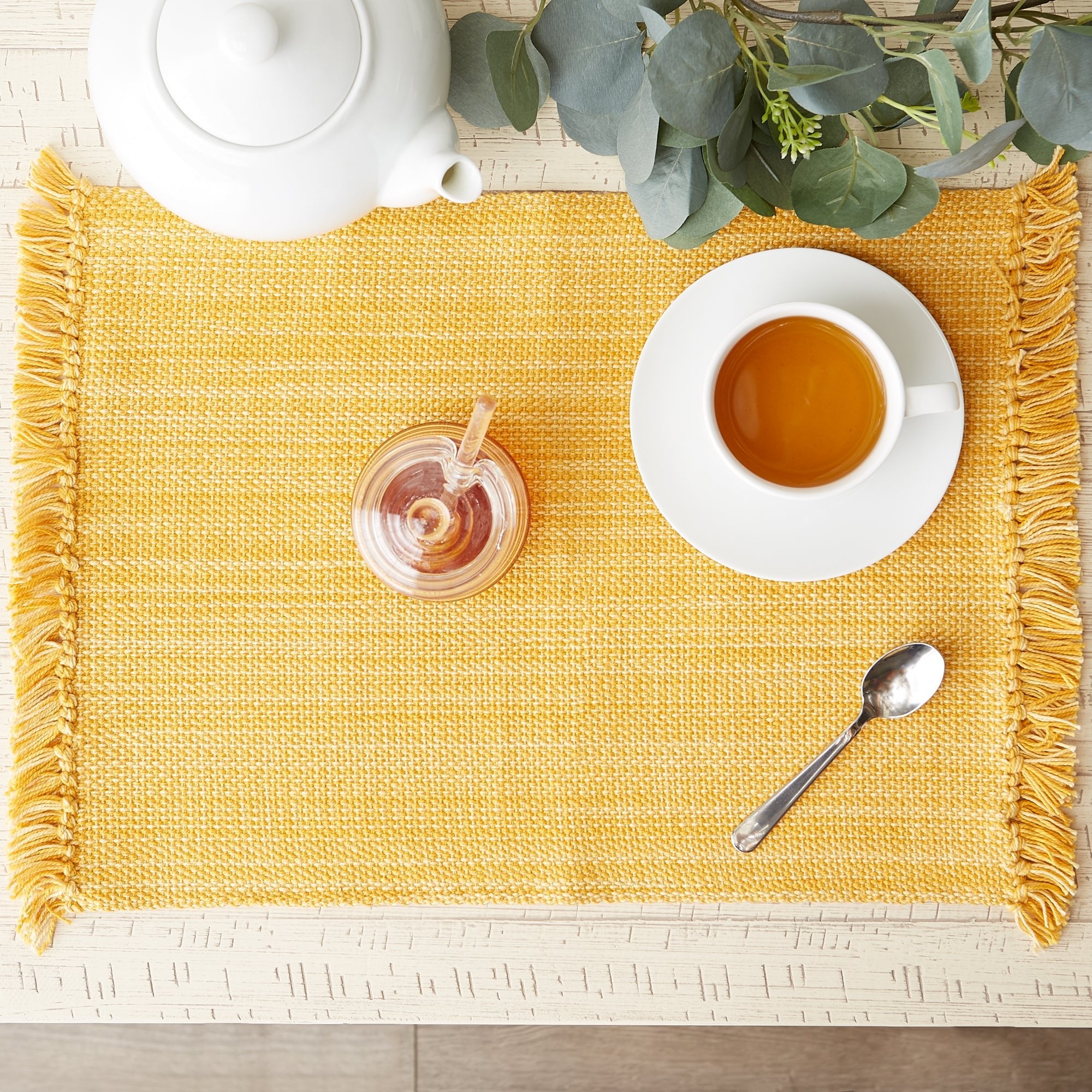 Apricot Variegated Fringe Placemats, Set Of 6 - Placemats