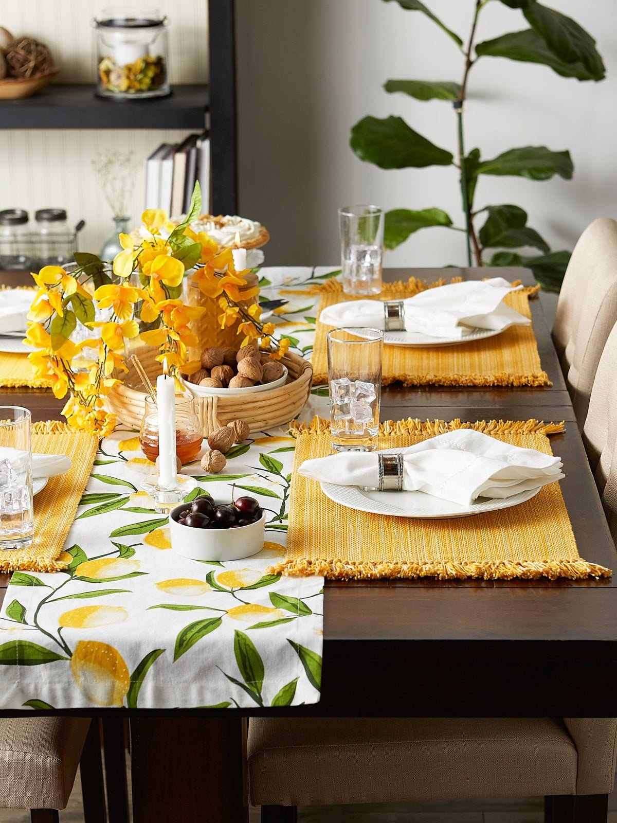 Apricot Variegated Fringe Placemats, Set Of 6 - Placemats