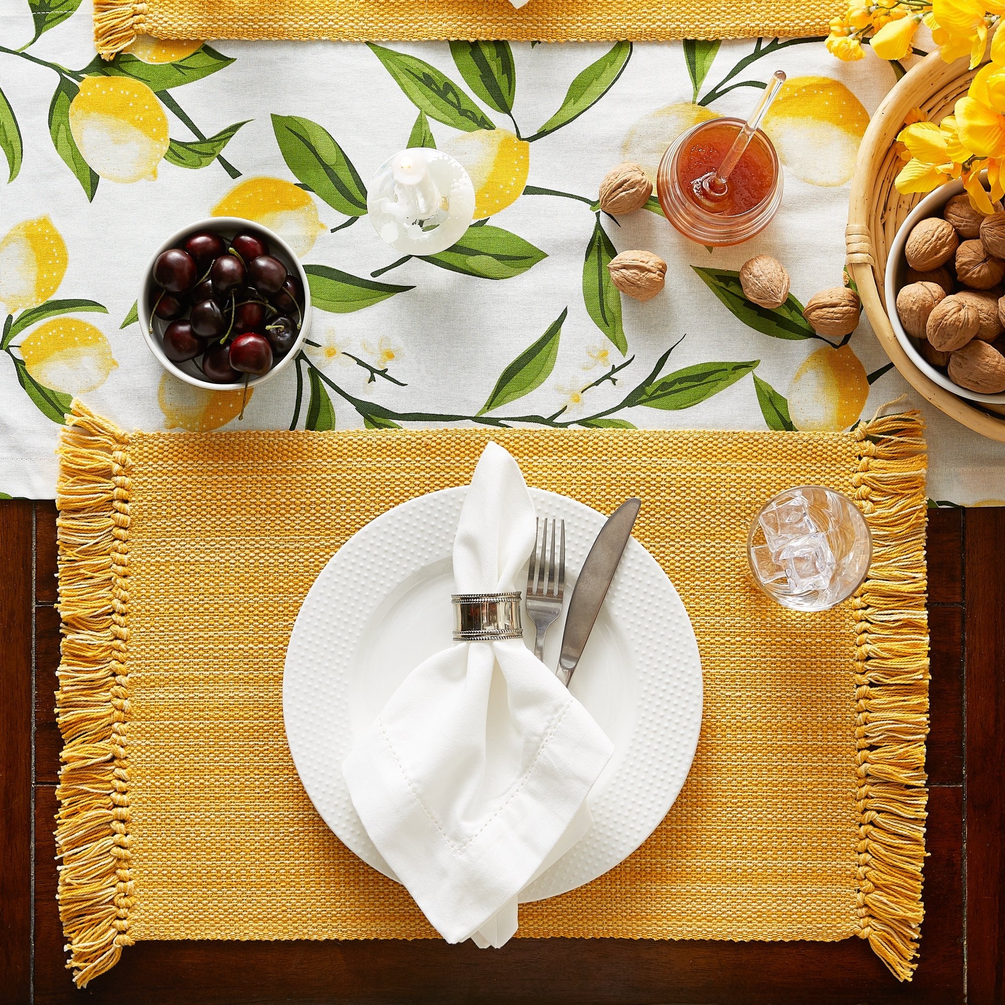 Apricot Variegated Fringe Placemats, Set Of 6 - Placemats