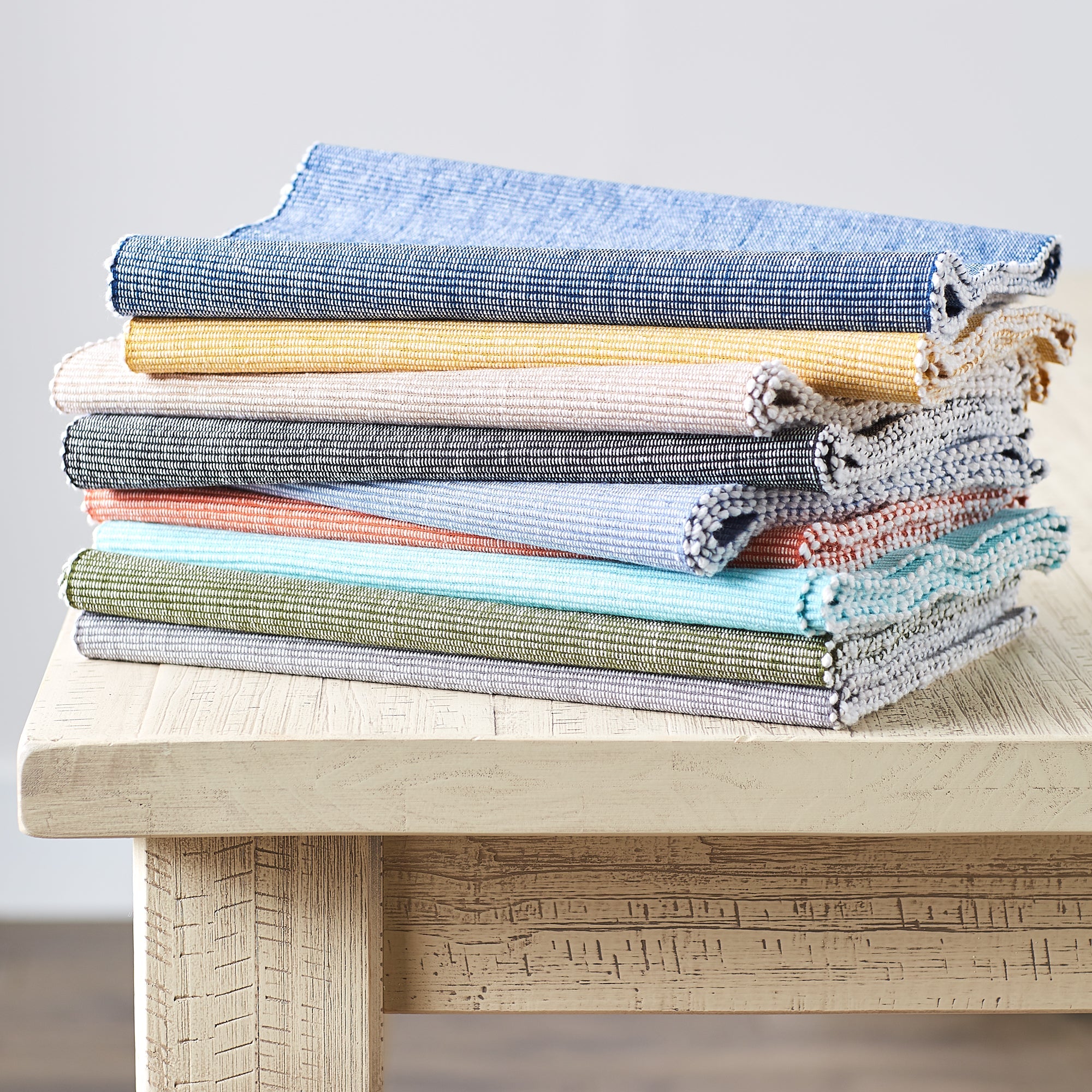 Aqua/White 2 - Tone Ribbed Table Runner 13X108 - Table Runners