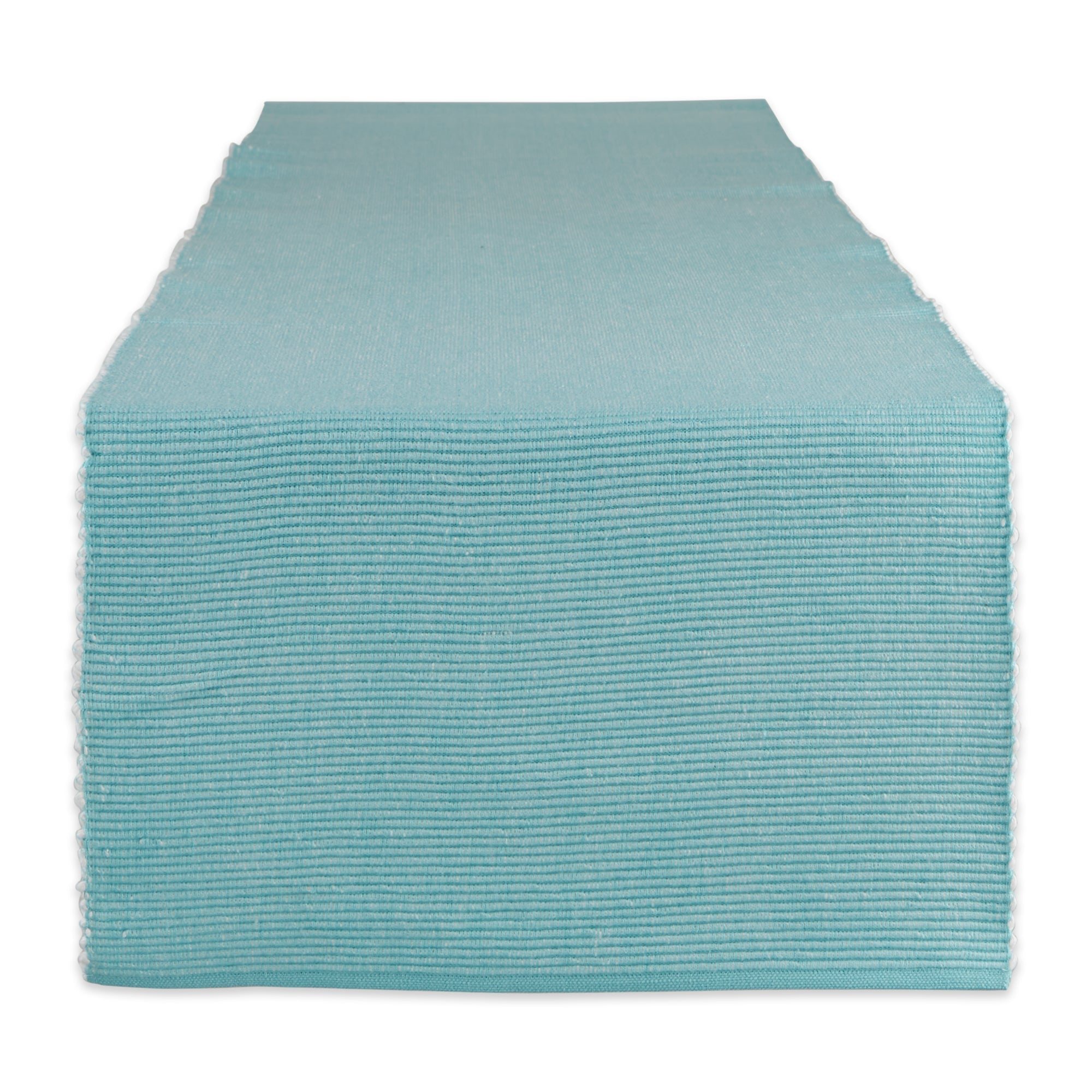 Aqua/White 2 - Tone Ribbed Table Runner 13X72 - Table Runners