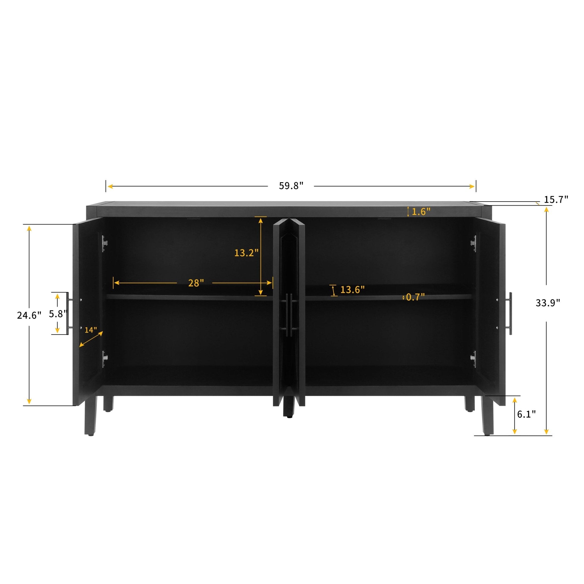 Arcanine 60" Sideboard with 4 Doors and Adjustable Shelves - Buffets & Sideboards