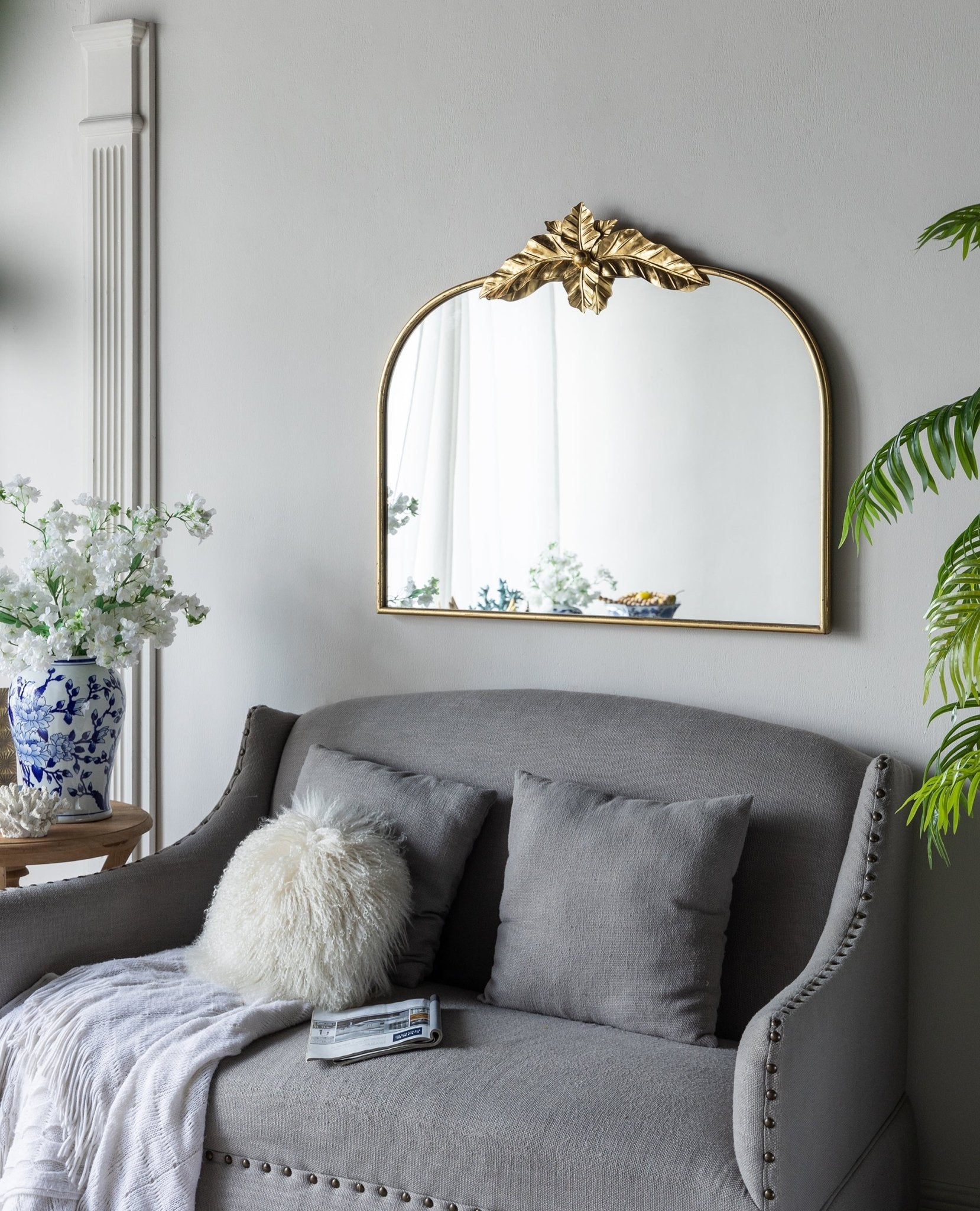 Arched Wall Mirror with Metal Frame - Mirrors