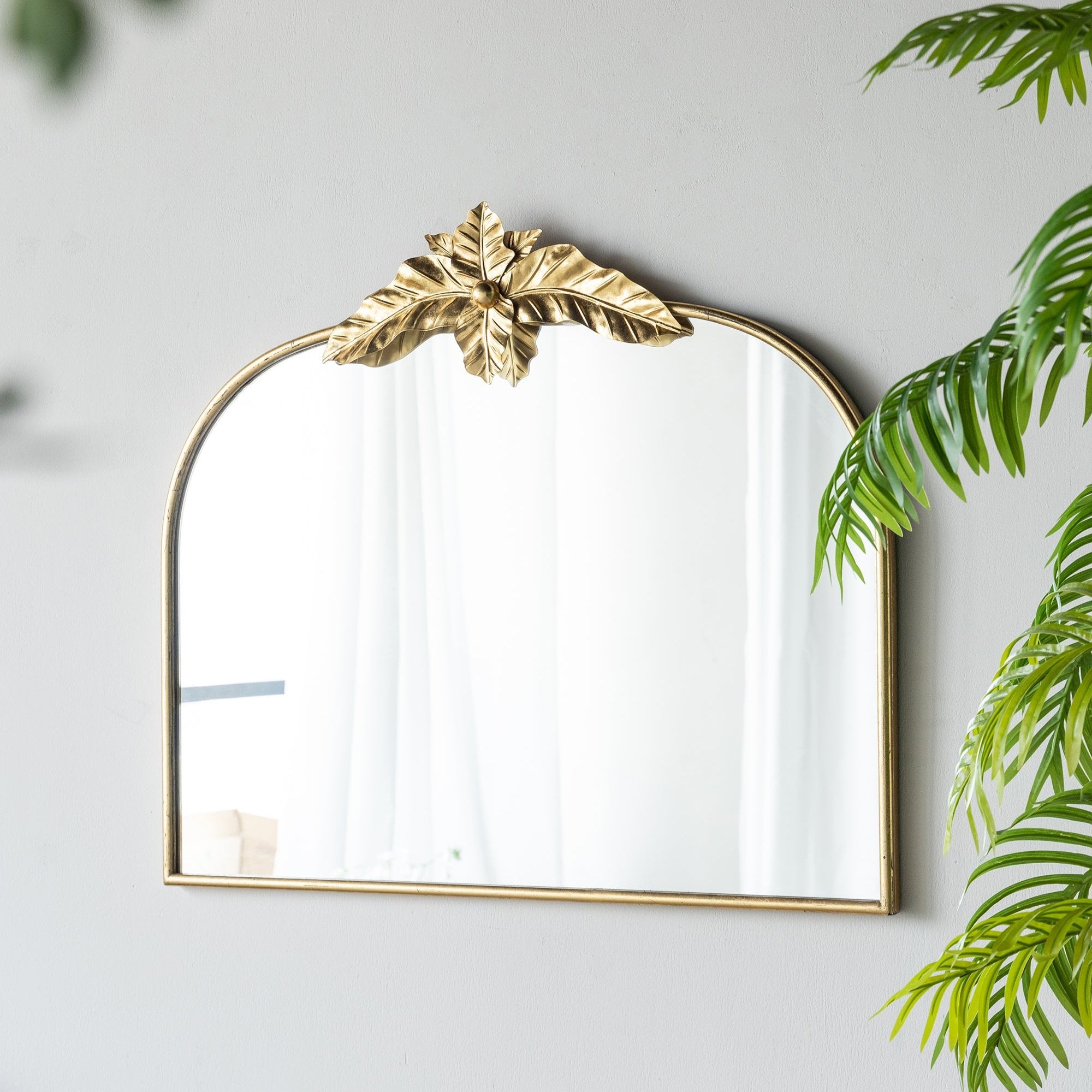 Arched Wall Mirror with Metal Frame - Mirrors