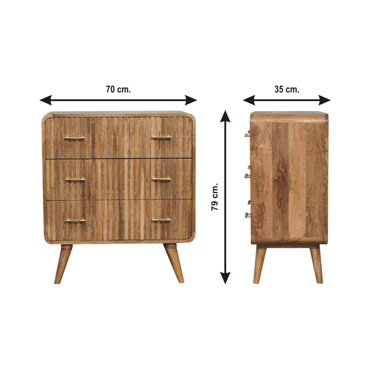 Architect Solid Wood Chest with 3 Drawers and Tapered Legs - Dressers