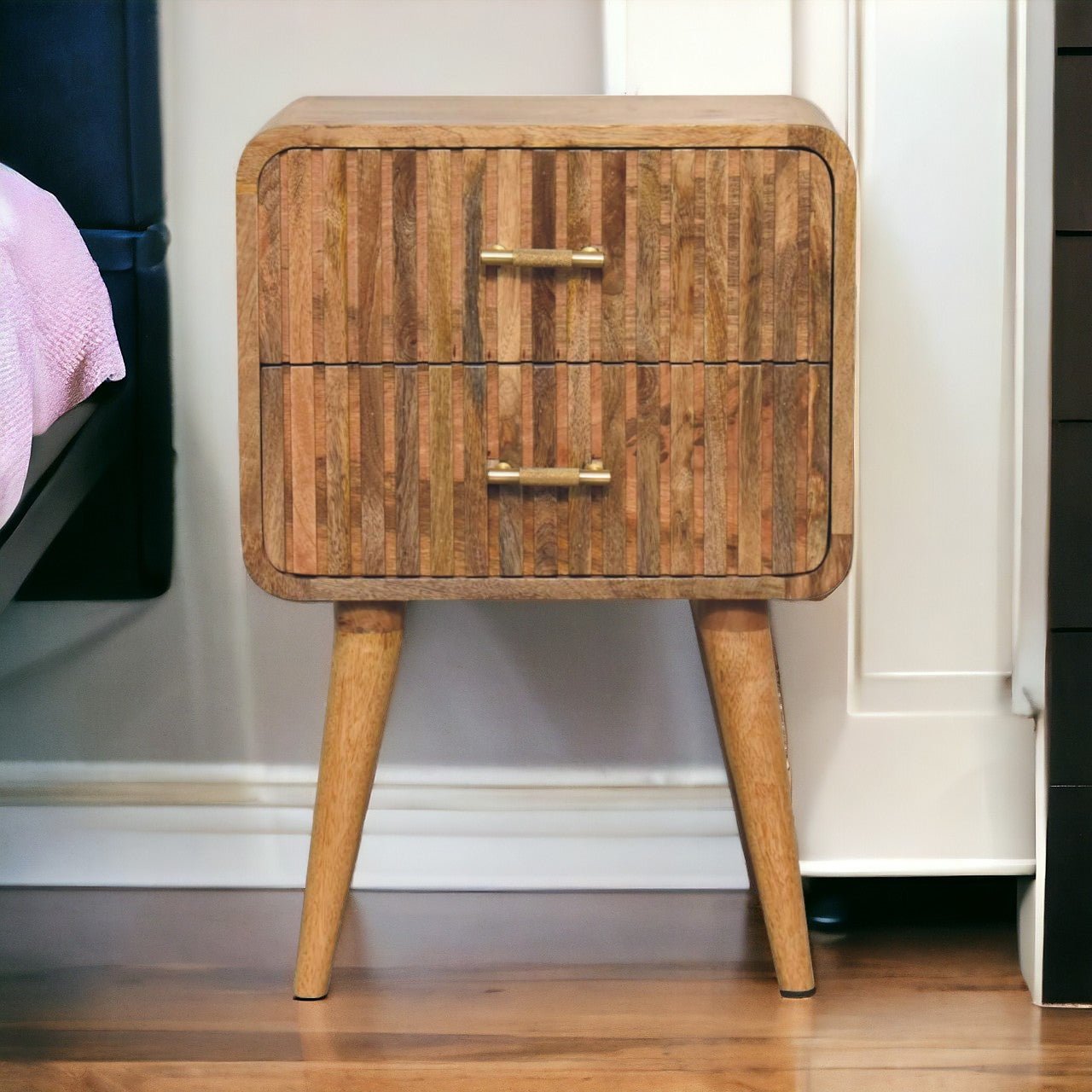 Architect Solid Wood Nightstand with 2 Drawers and Tapered Legs - Nightstands