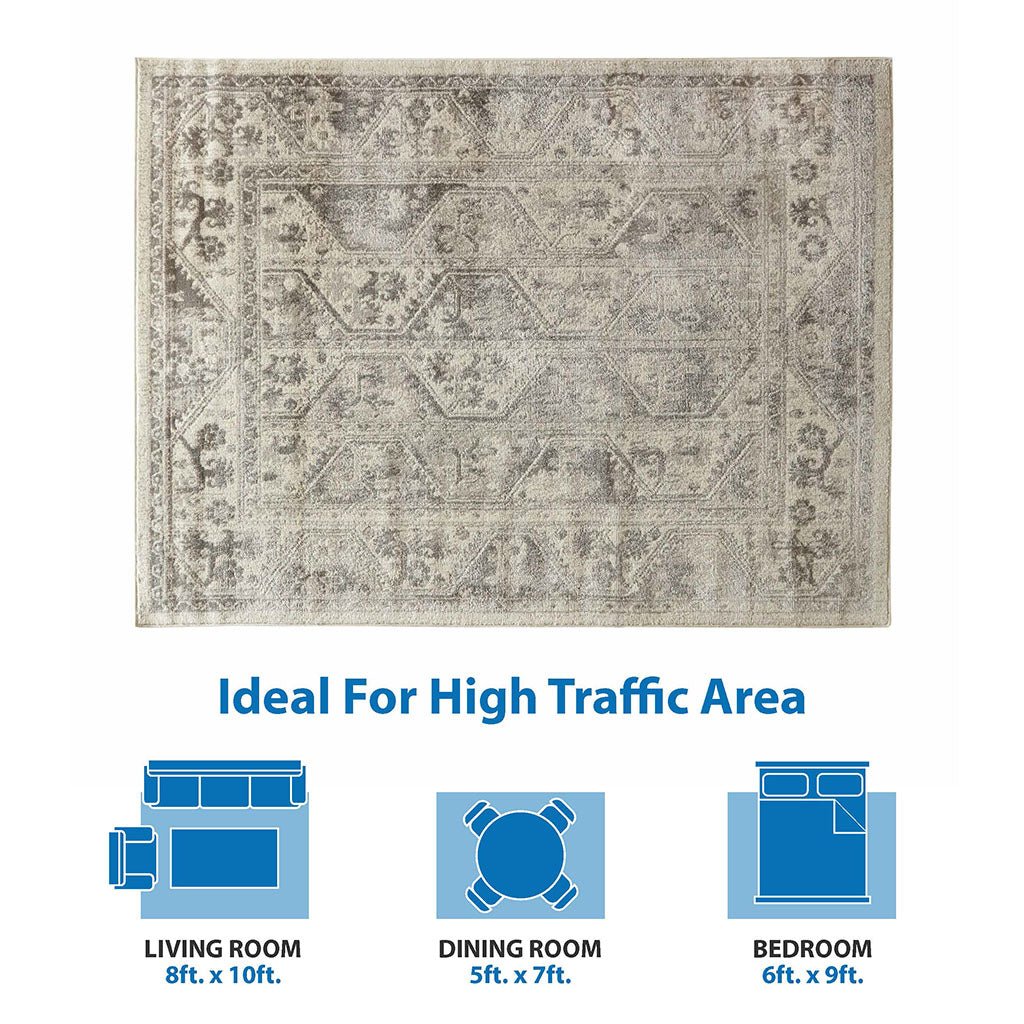 Area Rug with Sprayed Latex Reverse and Tiled Border - Indoor Rugs
