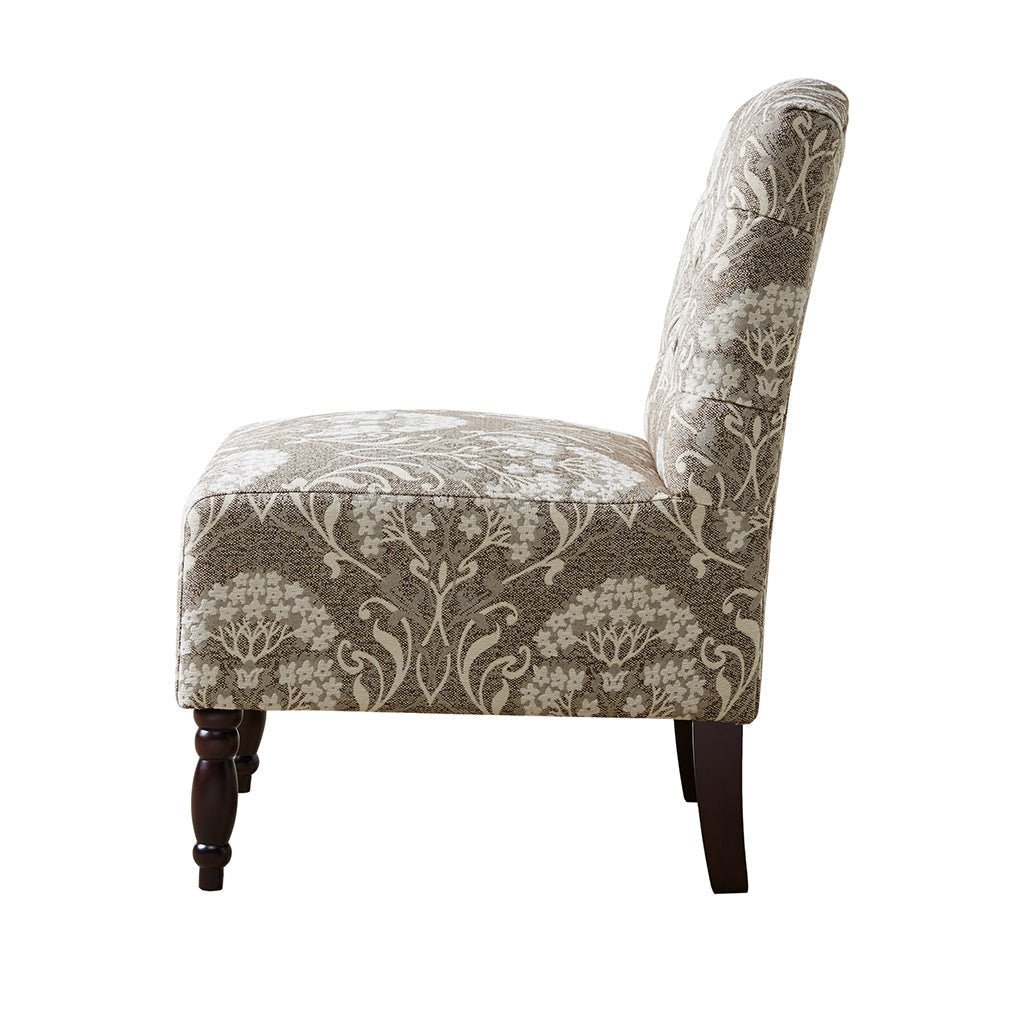 Armless Chair with Button Tufted and Turned Legs - Accent Chairs