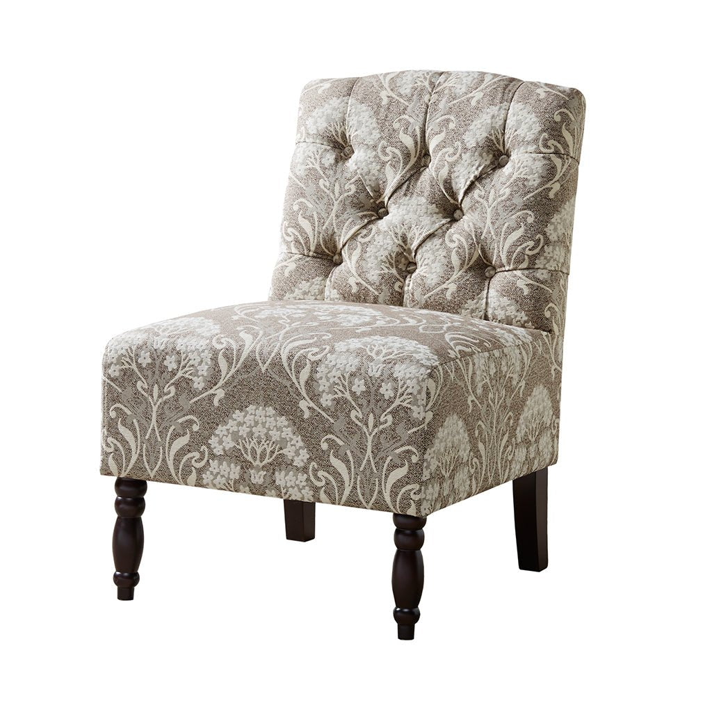 Armless Chair with Button Tufted and Turned Legs - Accent Chairs