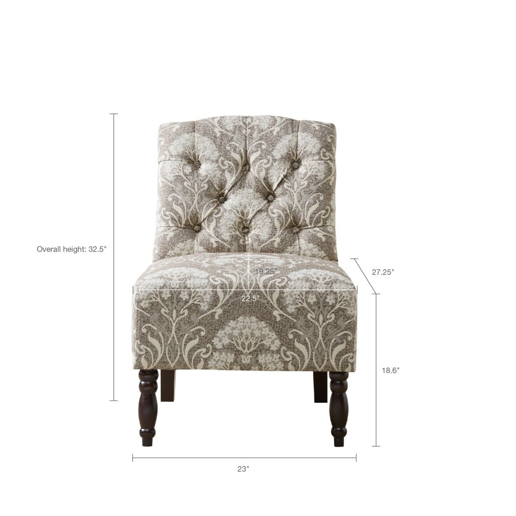 Armless Chair with Button Tufted and Turned Legs - Accent Chairs