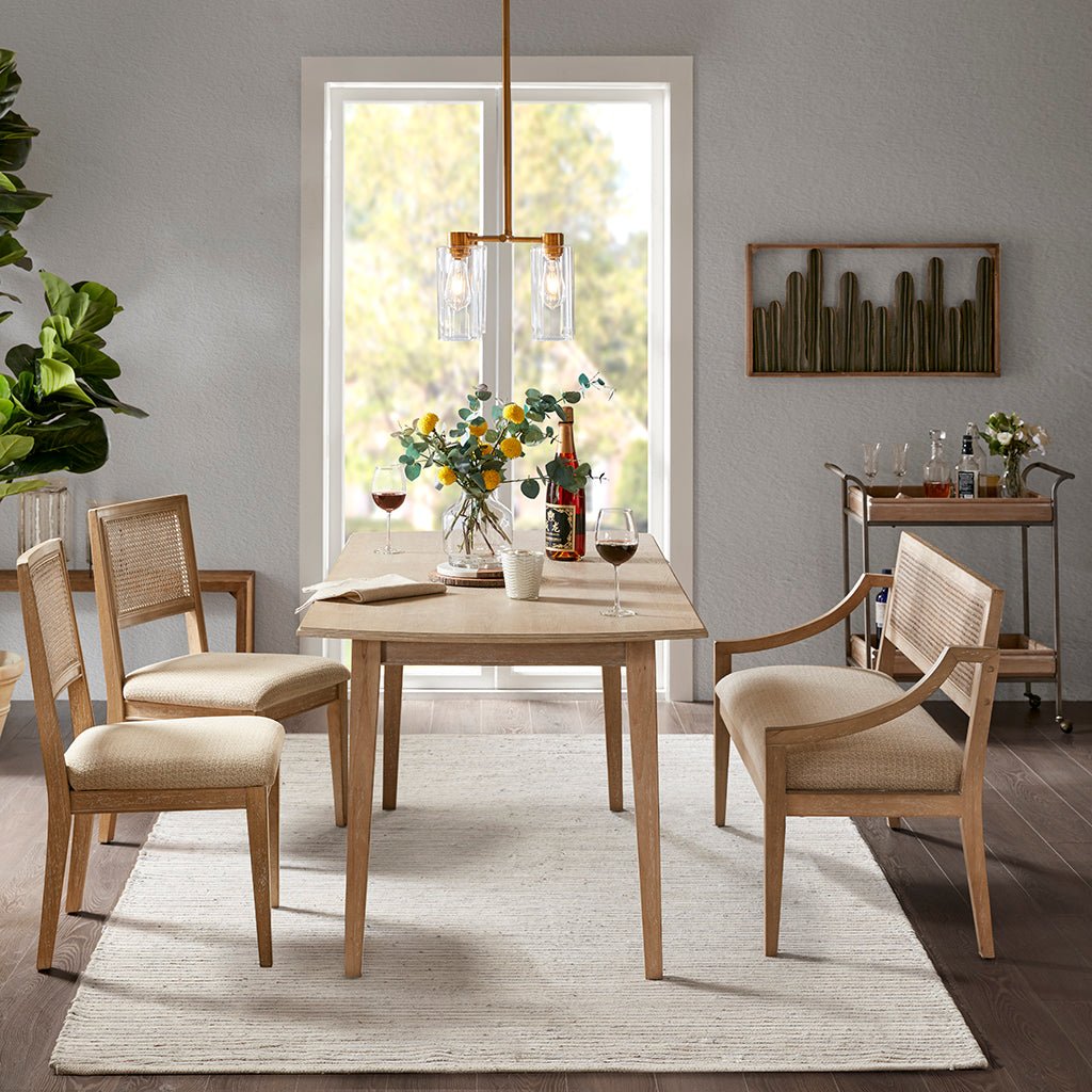 Armless Dining Chair with Cane Back and Tapered Wood Legs, Set of 2 - Dining Chairs