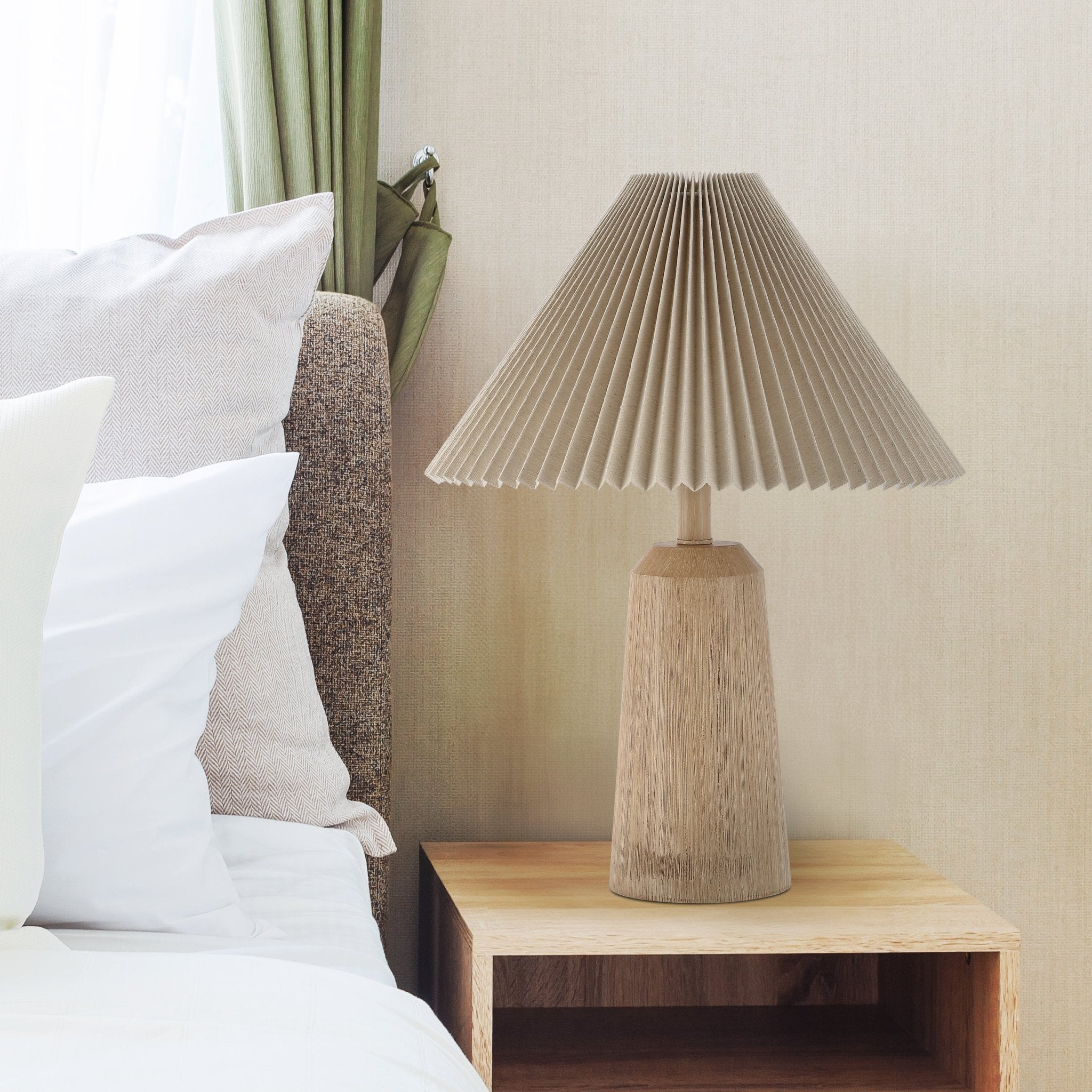Arvid Rustic Scandinavian Resin/Iron Lighthouse LED Table Lamp with Pleated Shade - Table Lamps
