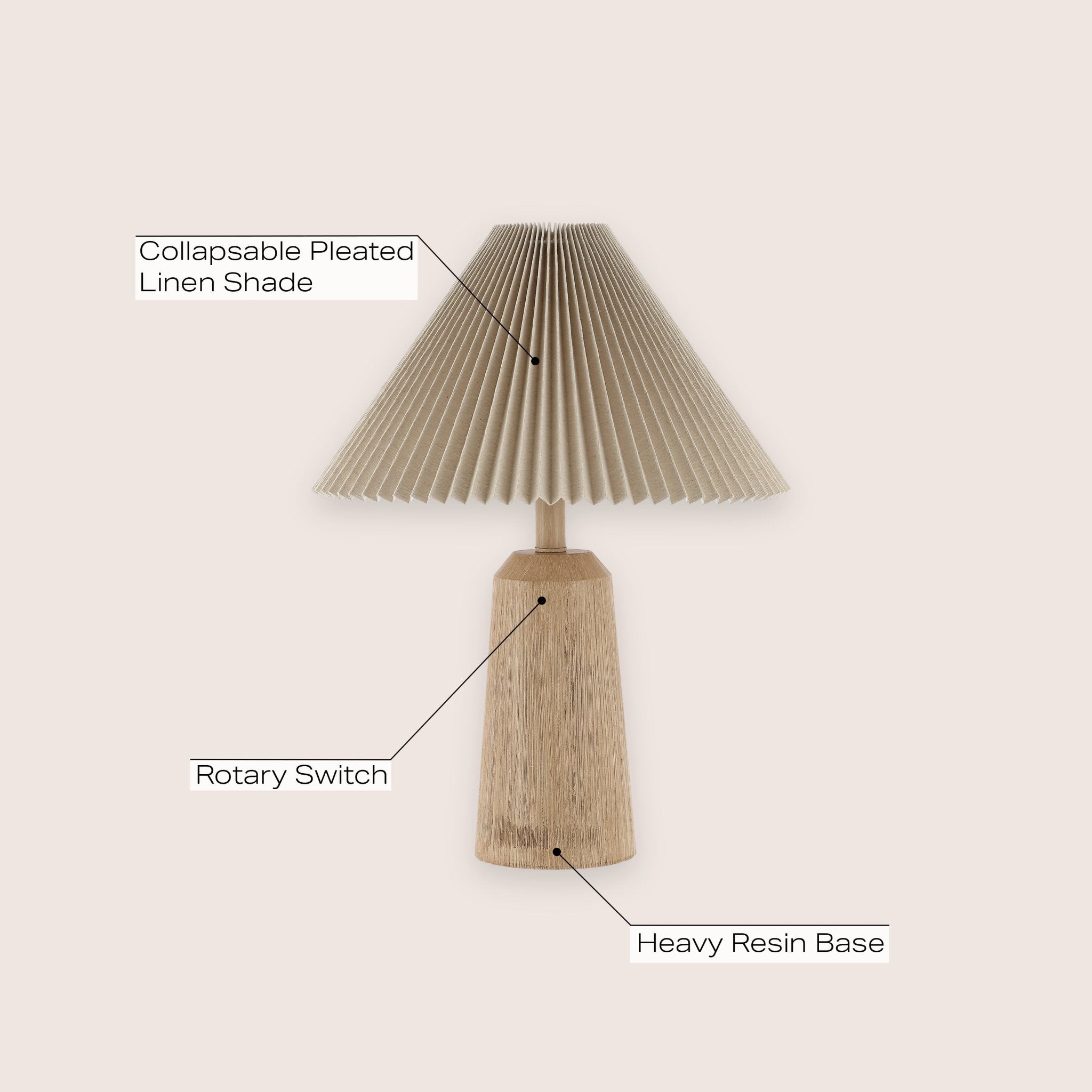 Arvid Rustic Scandinavian Resin/Iron Lighthouse LED Table Lamp with Pleated Shade - Table Lamps
