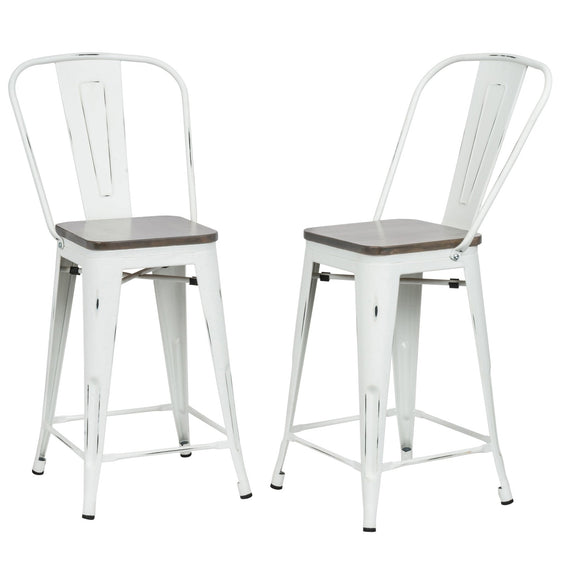 Ash 24 Inch Wood Seat Counter Stool Set of 2 - Counter Stool