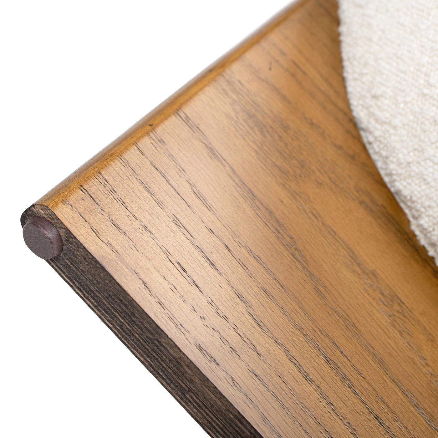 Aviation Round Upholstered Cocktail Ottoman with Natural Wood Base - Ottomans
