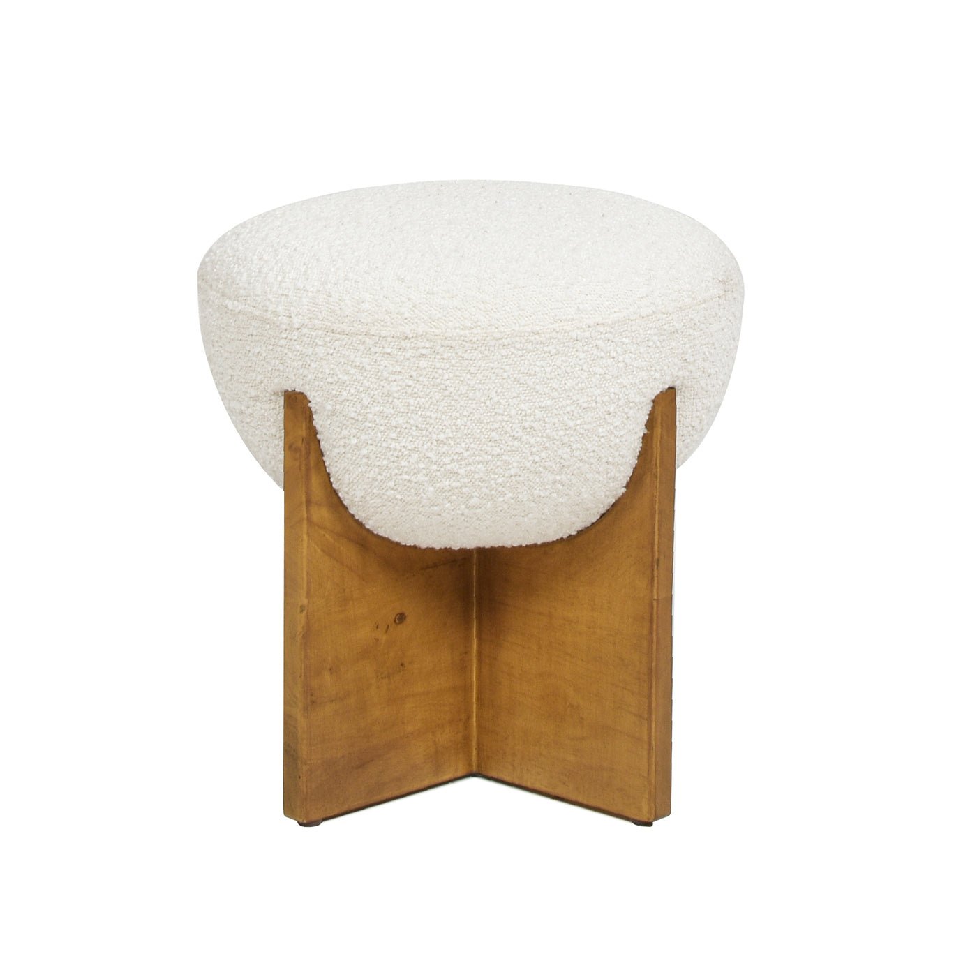 Aviation Round Upholstered Cocktail Ottoman with Natural Wood Base - Ottomans