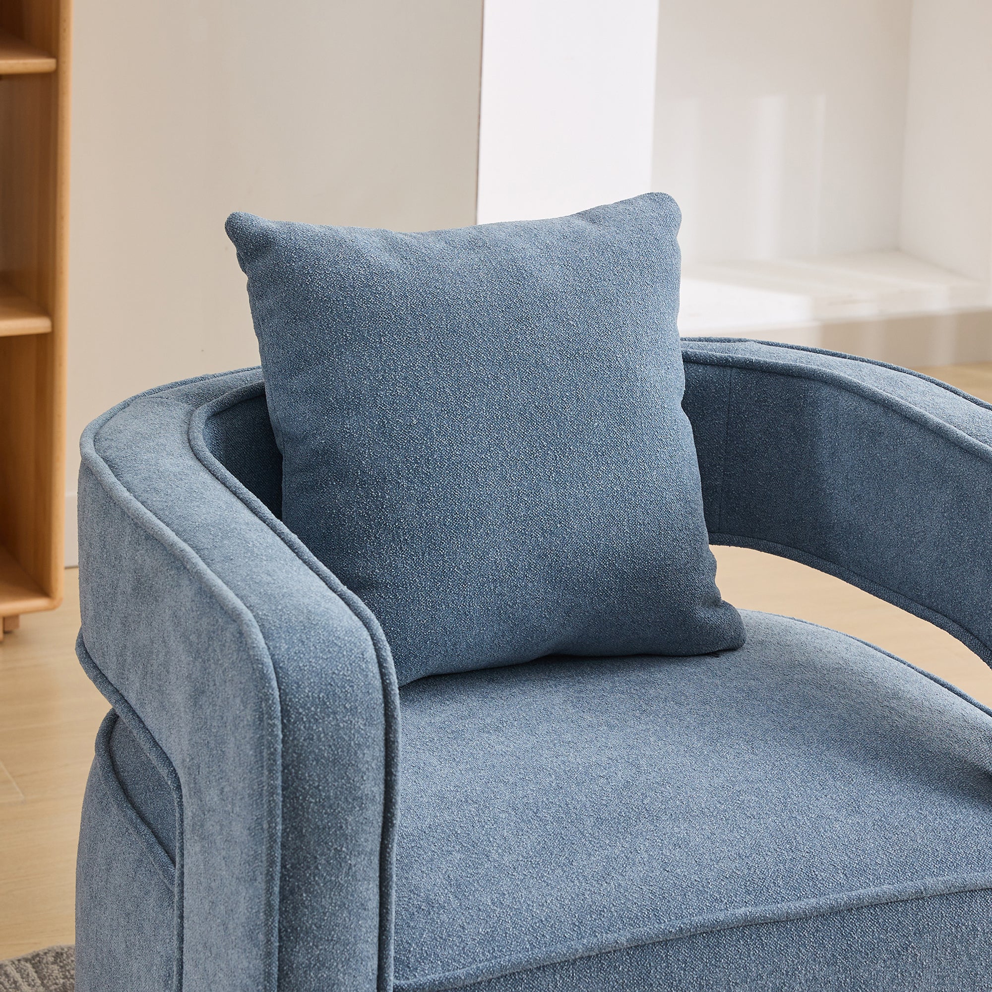 Fernleigh Swivel Accent Open Back Barrel Chair With Weathered Base