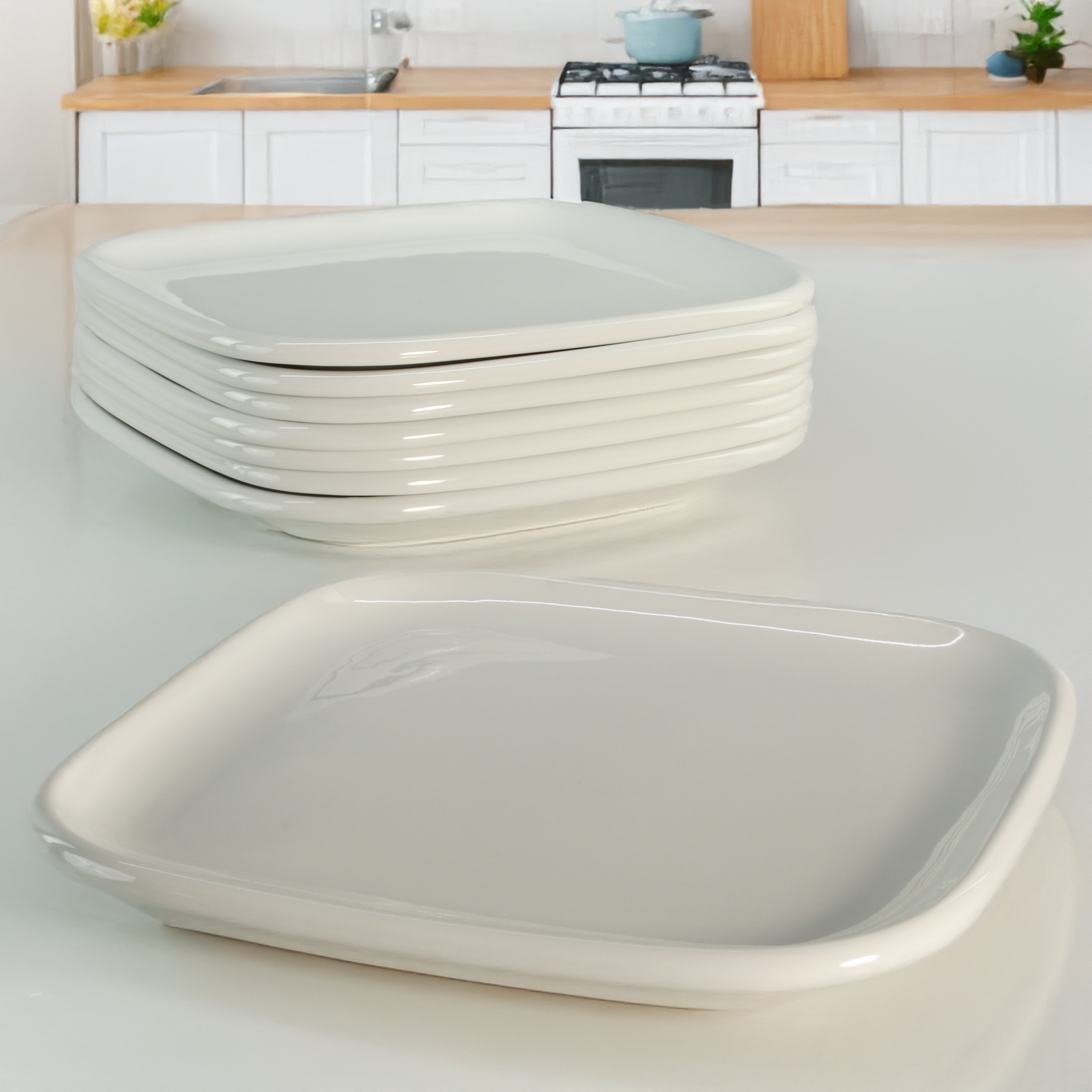 Impulse Square Dinner Plates, Set of 8
