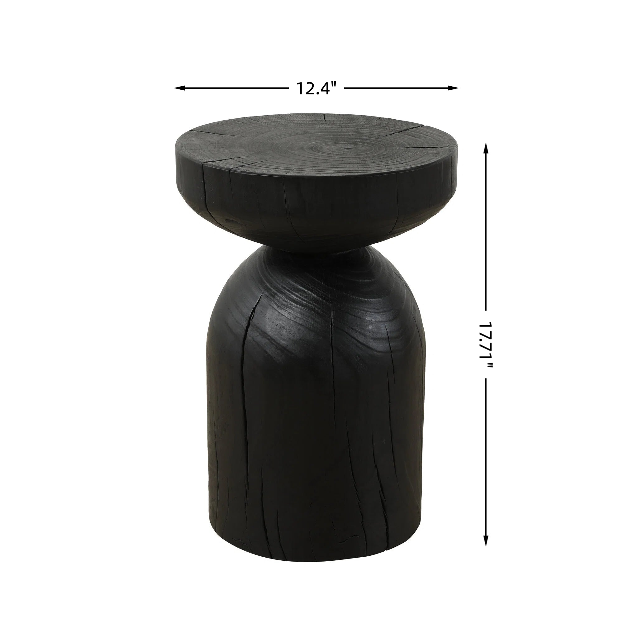 Solid Mango Wood Side End Table in Black