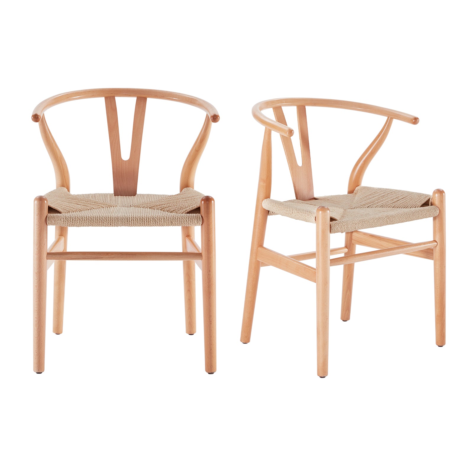 Wishbone Dining Chairs with Woven Seat, Set of 2
