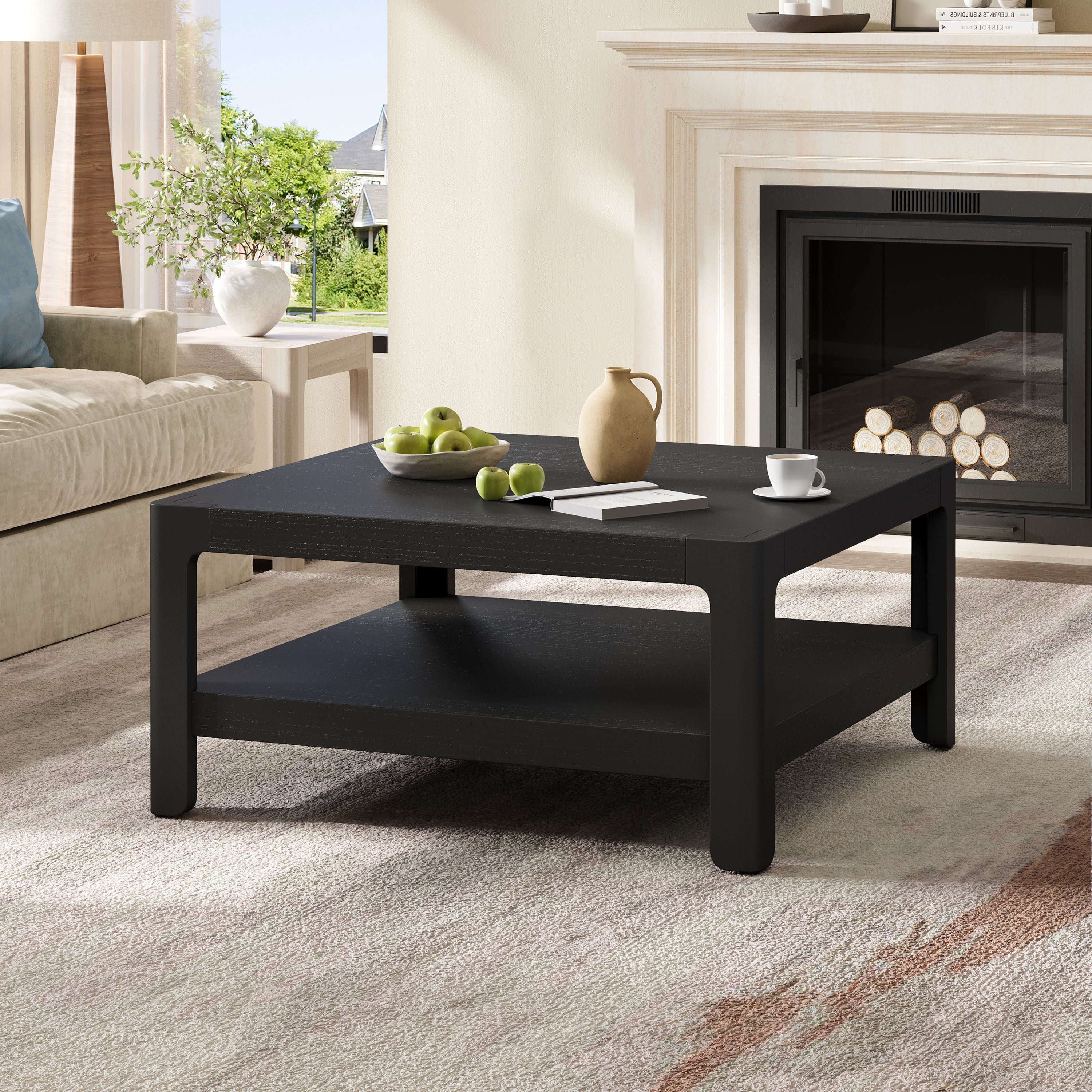 Modern Farmhouse Coffee Table with Soft Rounded Profile