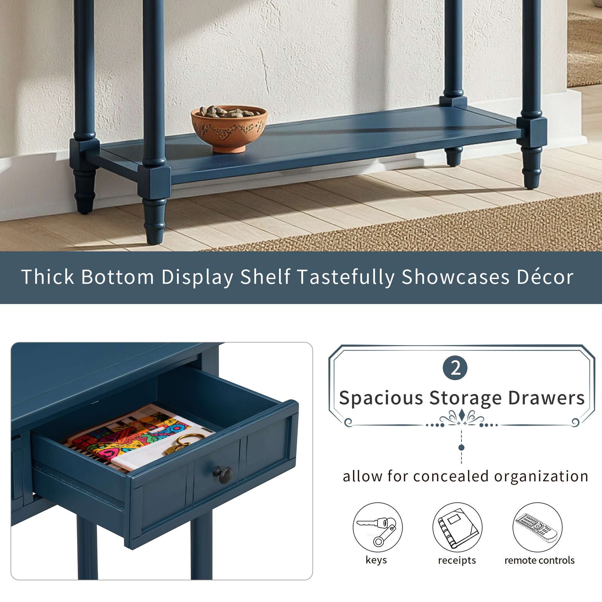 Daisy Traditional Console Table Design with Two Drawers