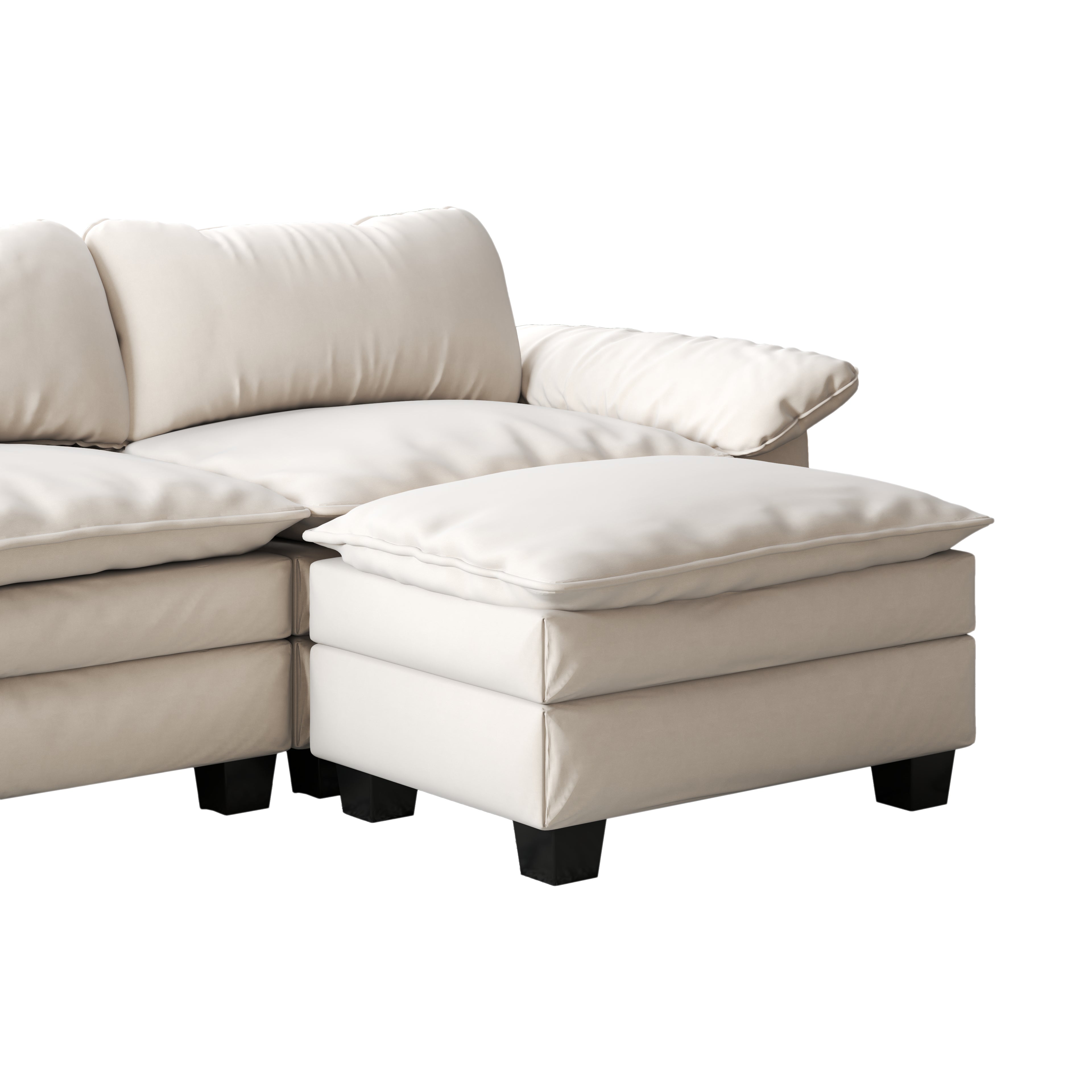 Luxury Soft Velevt Sectional Sofa with Ottoman