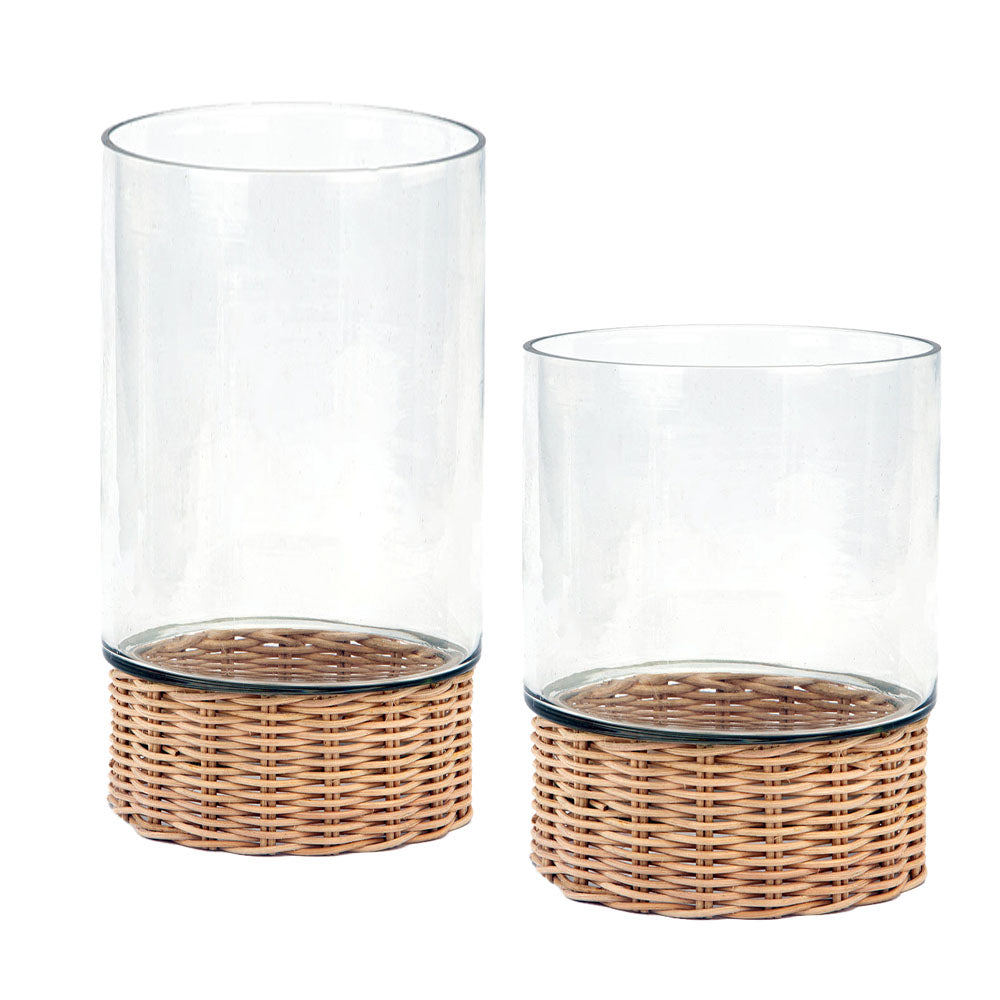 Large Rattan Candleholder on White Background