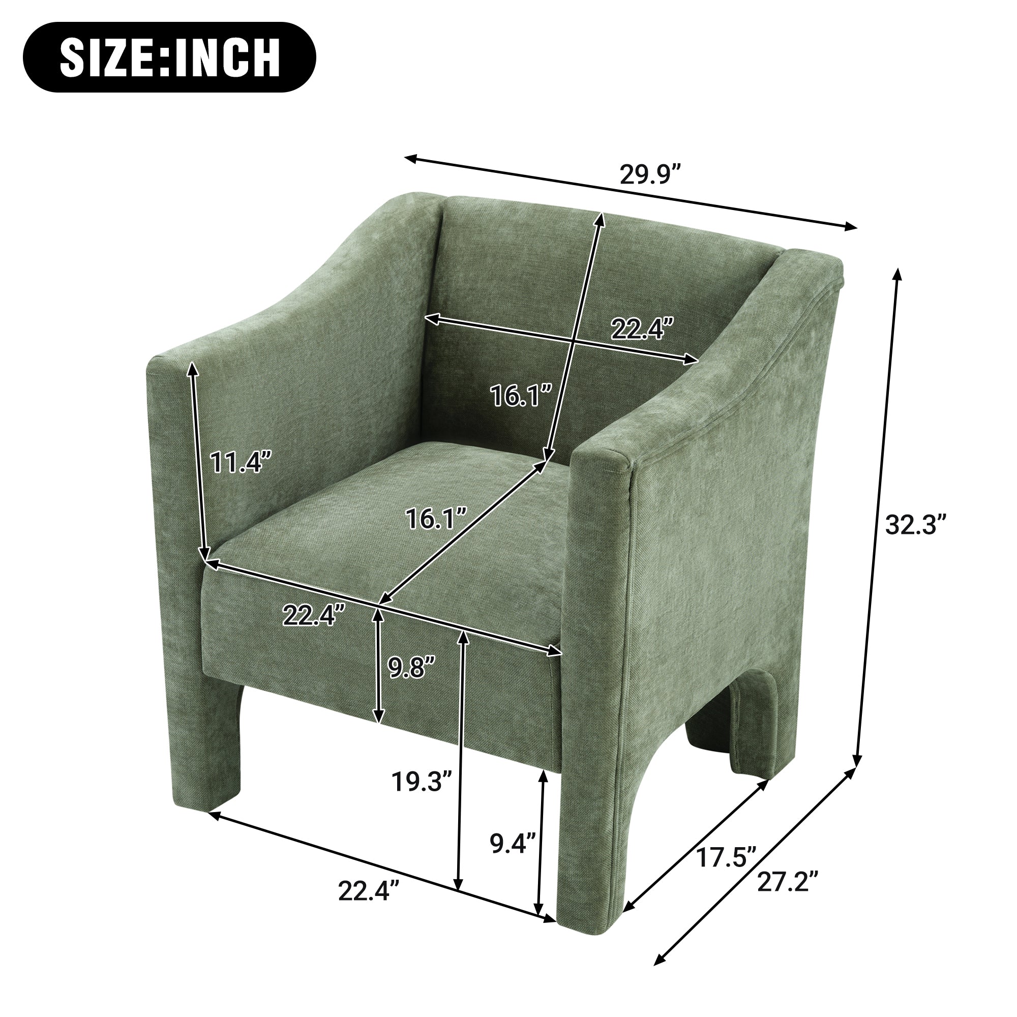 Modern Chenille Barrel Accent Chair with Enclosed Arms