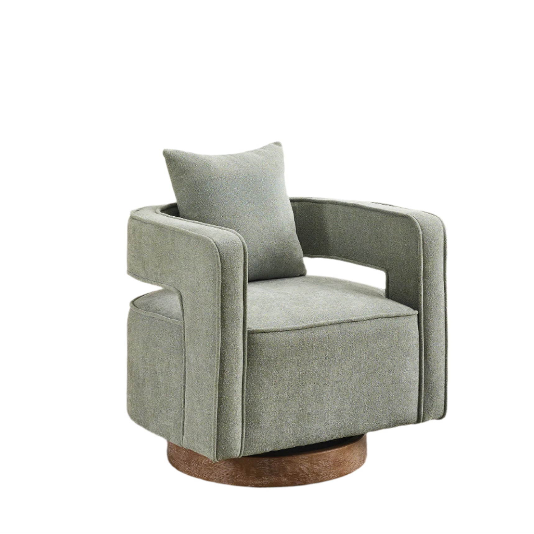 Fernleigh Swivel Accent Open Back Barrel Chair With Weathered Base
